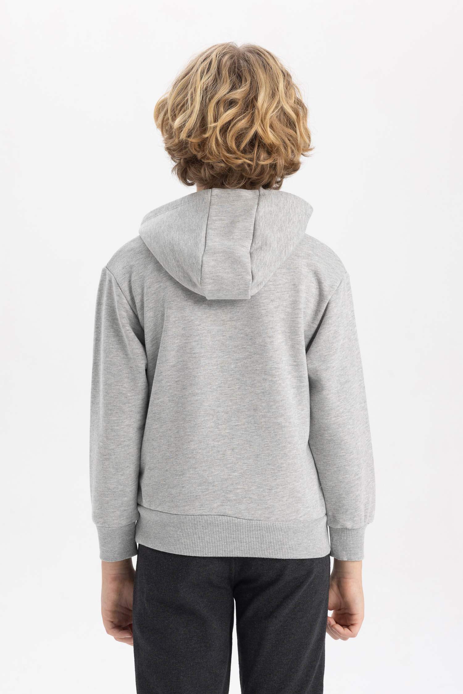 Erkek Çocuk Baskılı Kapüşonlu Sweatshirt