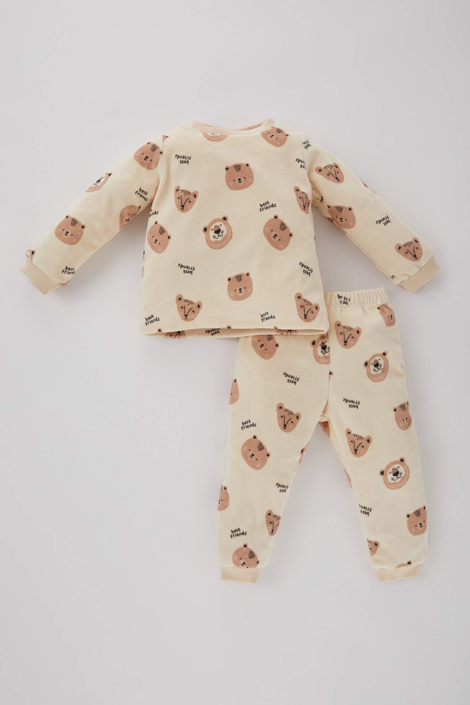 Baby Boy Safari Printed Velvet Cotton 2 Piece Pajama Set