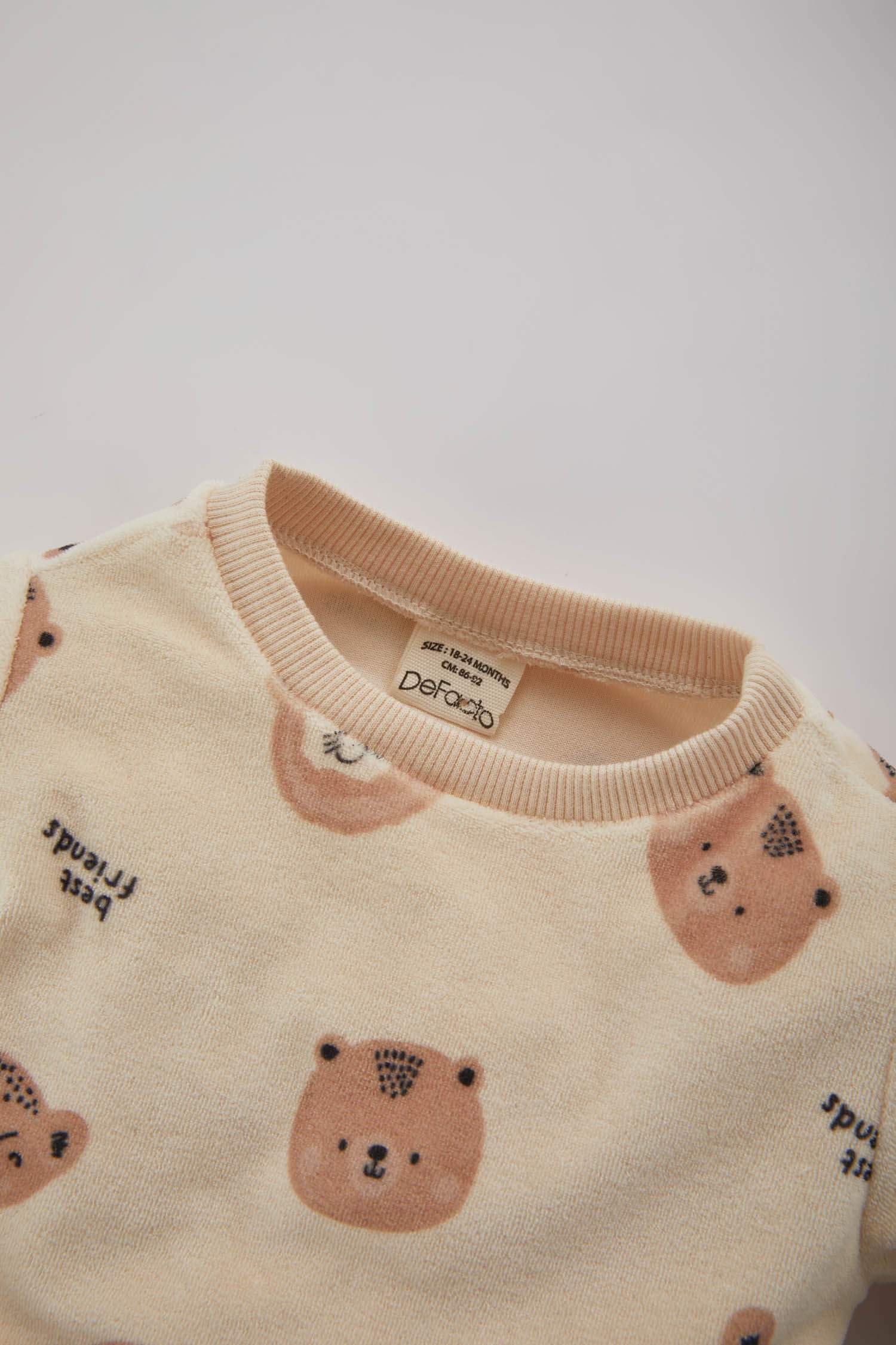 Baby Boy Safari Printed Velvet Cotton 2 Piece Pajama Set