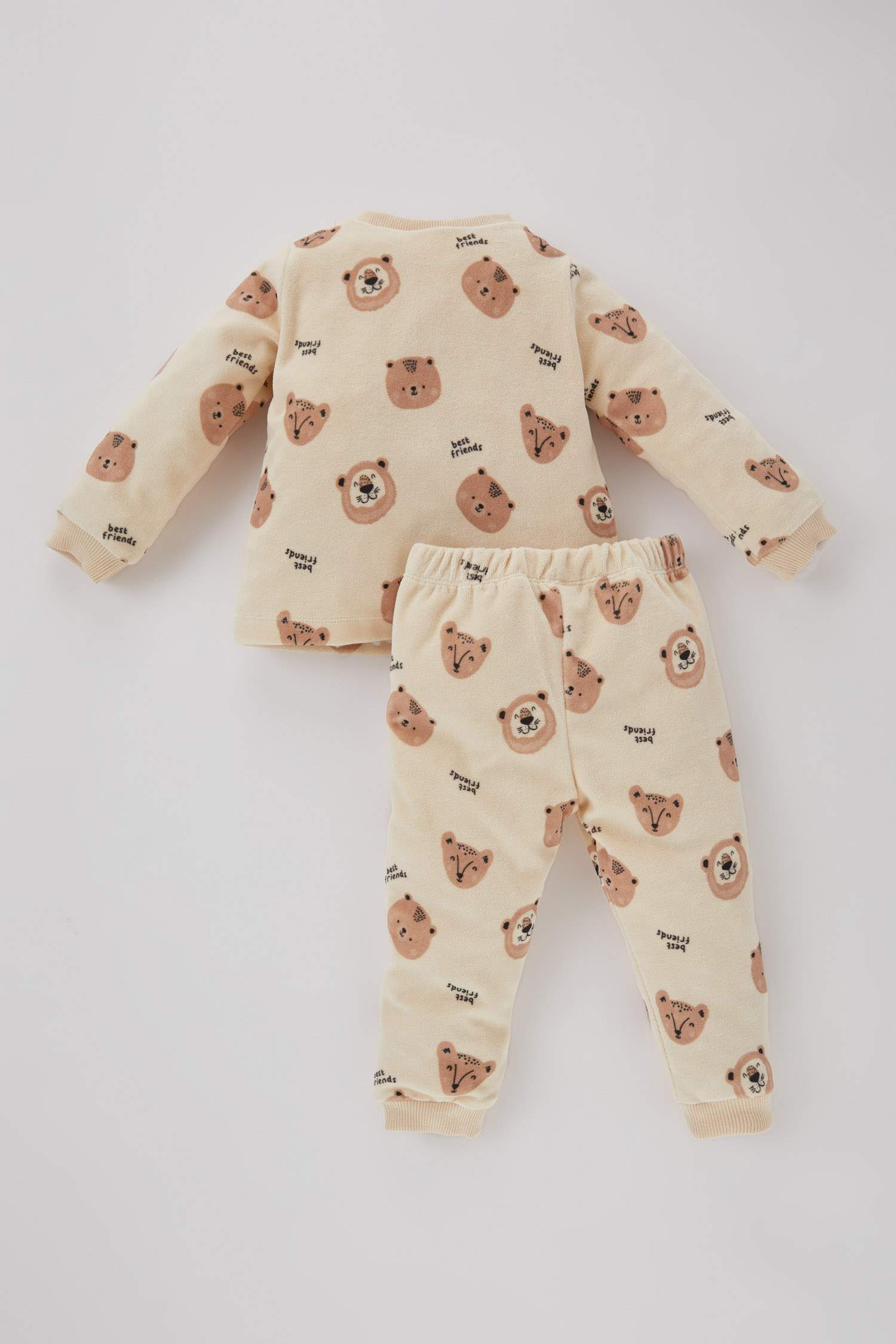 Baby Boy Safari Printed Velvet Cotton 2 Piece Pajama Set