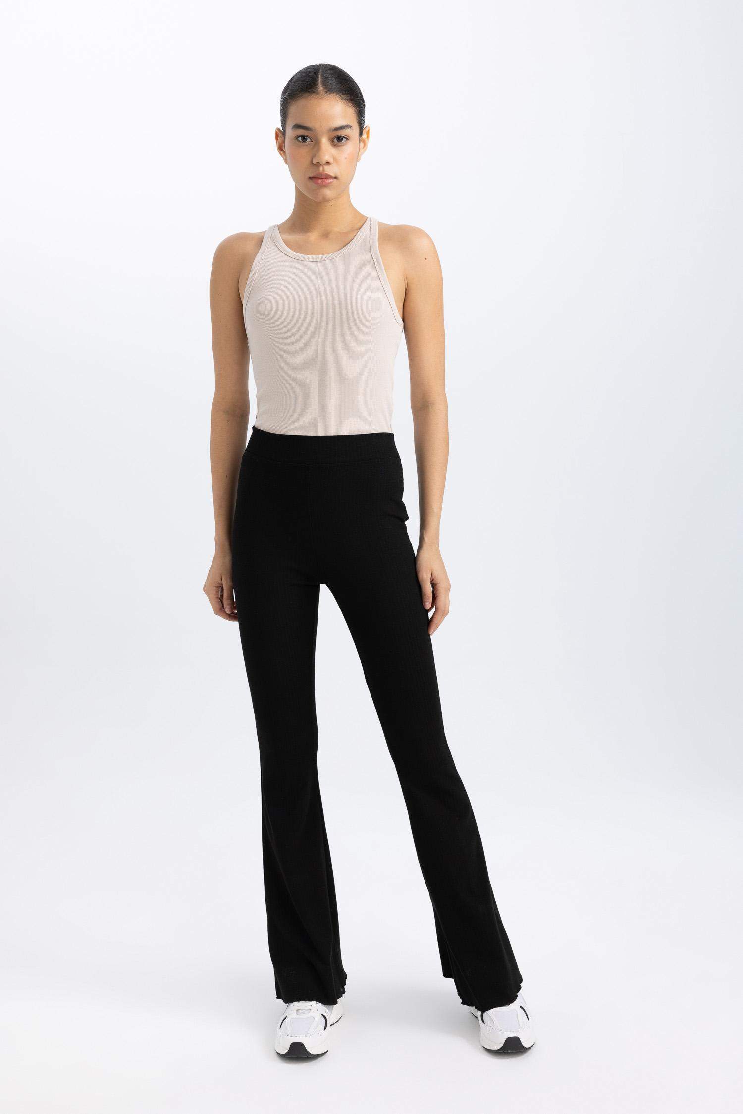 DeFactoFit Flare Fit Standard Length Ribbed Trousers