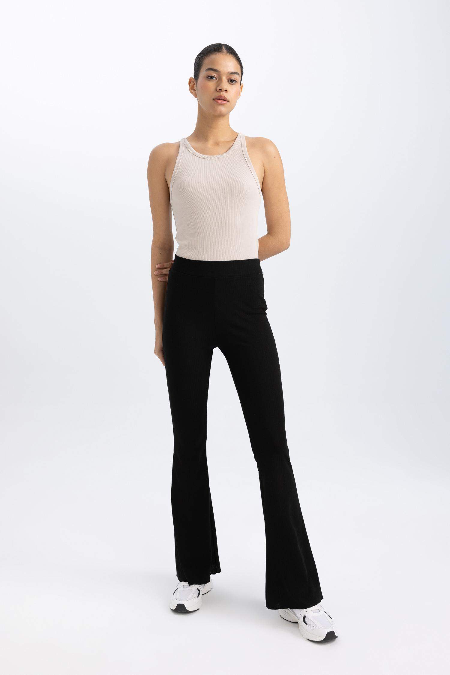 DeFactoFit Flare Fit Standard Length Ribbed Trousers