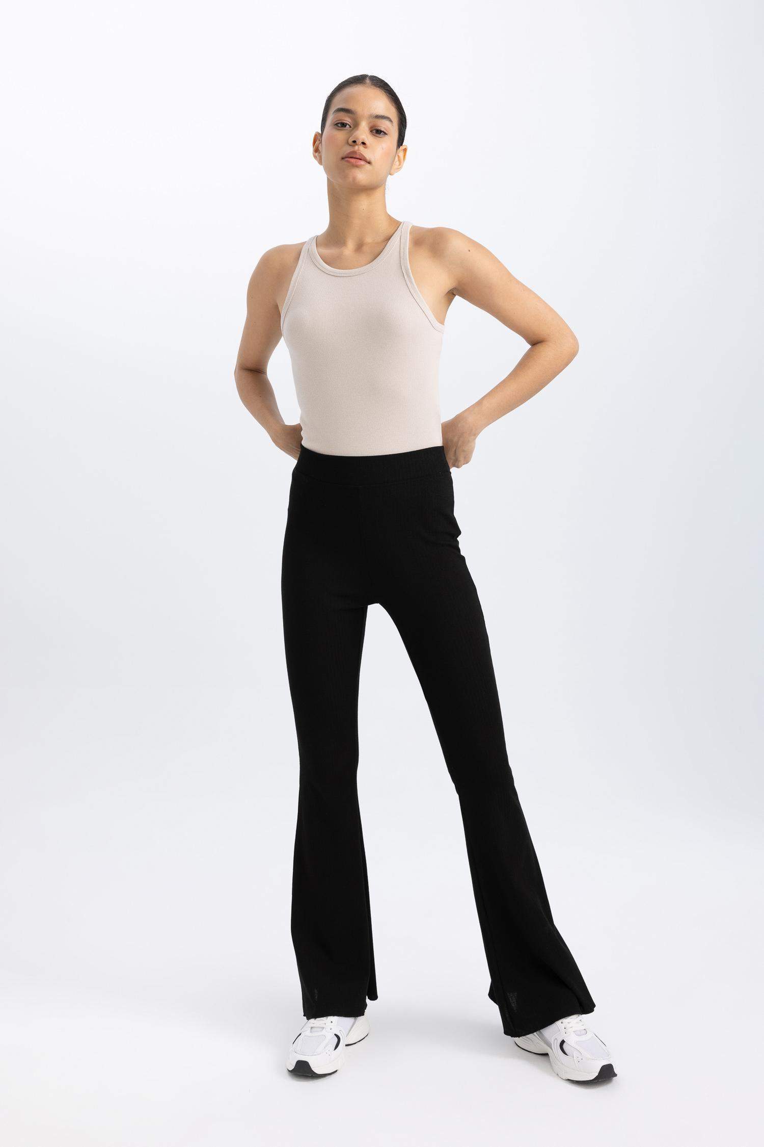 DeFactoFit Flare Fit Standard Length Ribbed Trousers