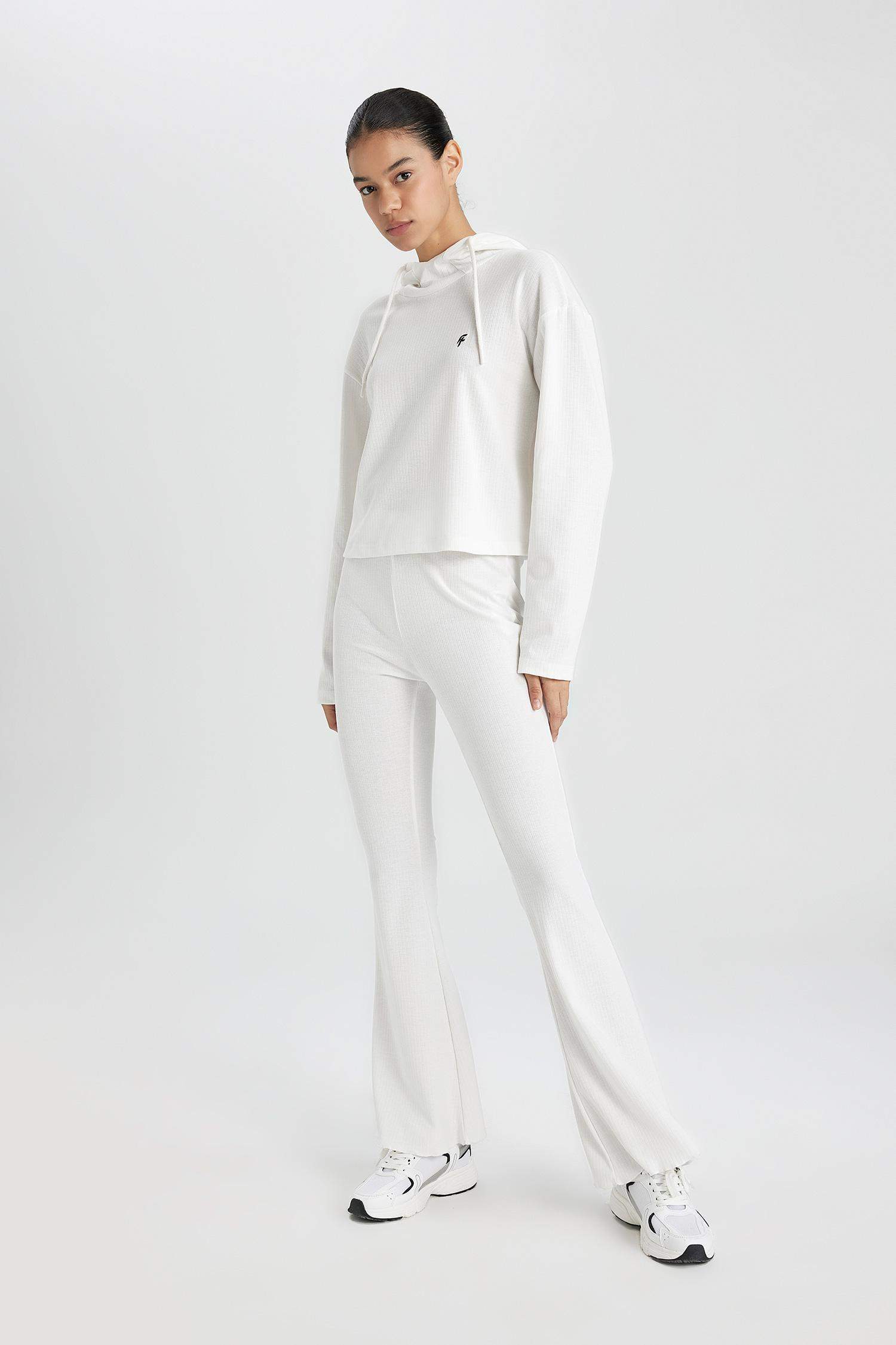 Flare Fit İspanyol Paça Standart Boy Ribana İnce Pantolon