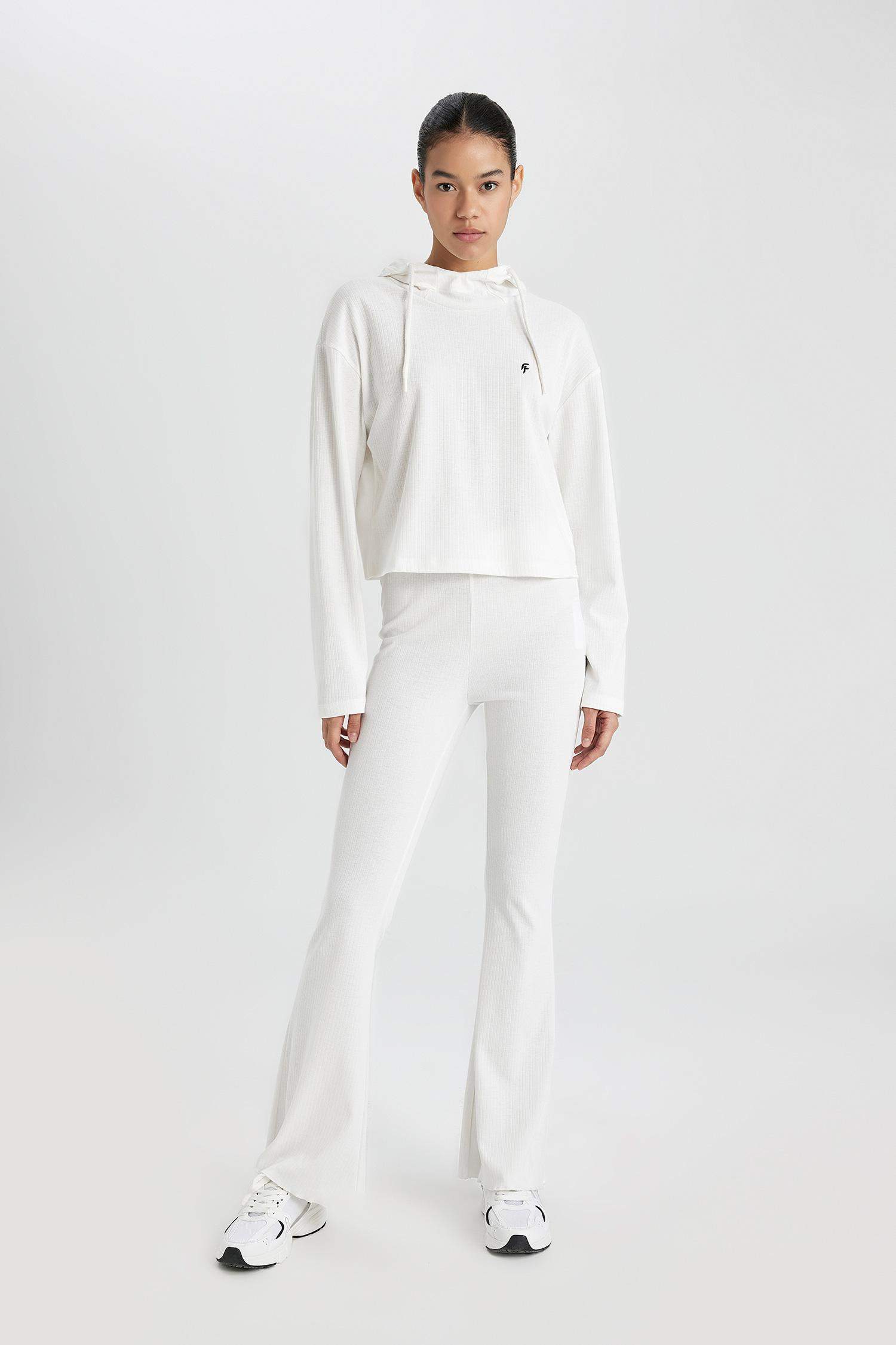 Flare Fit İspanyol Paça Standart Boy Ribana İnce Pantolon