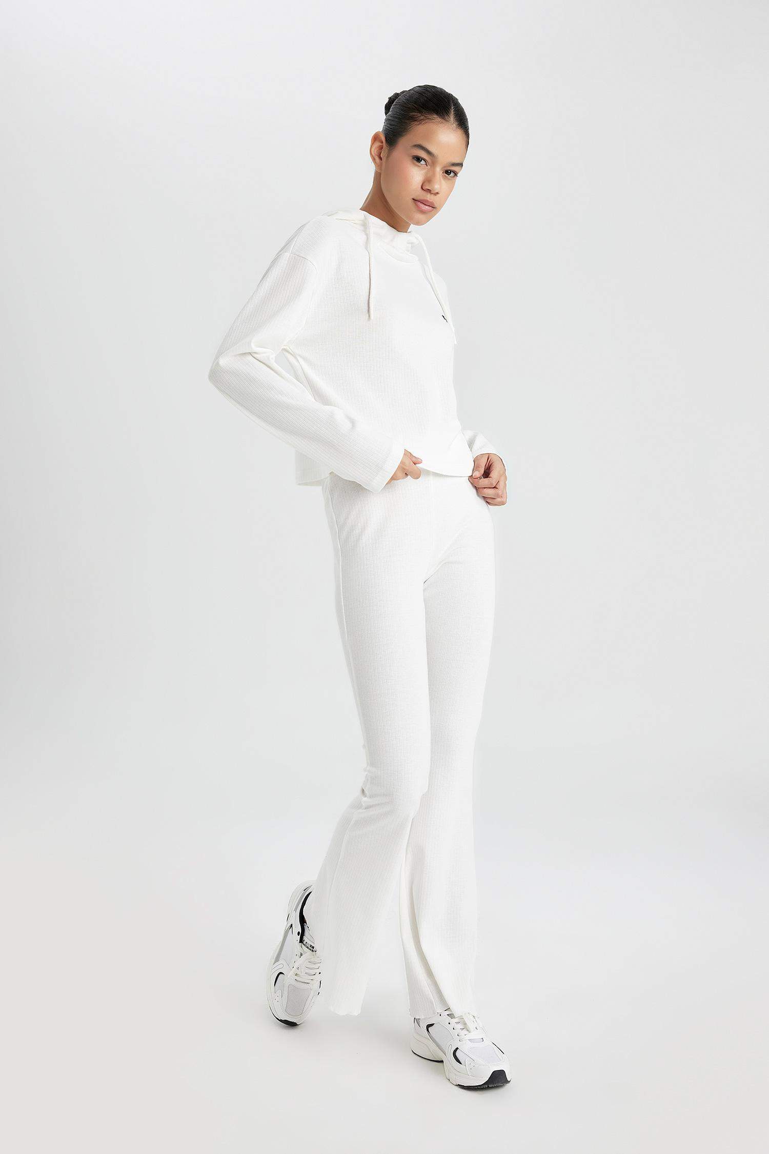 Flare Fit İspanyol Paça Standart Boy Ribana İnce Pantolon