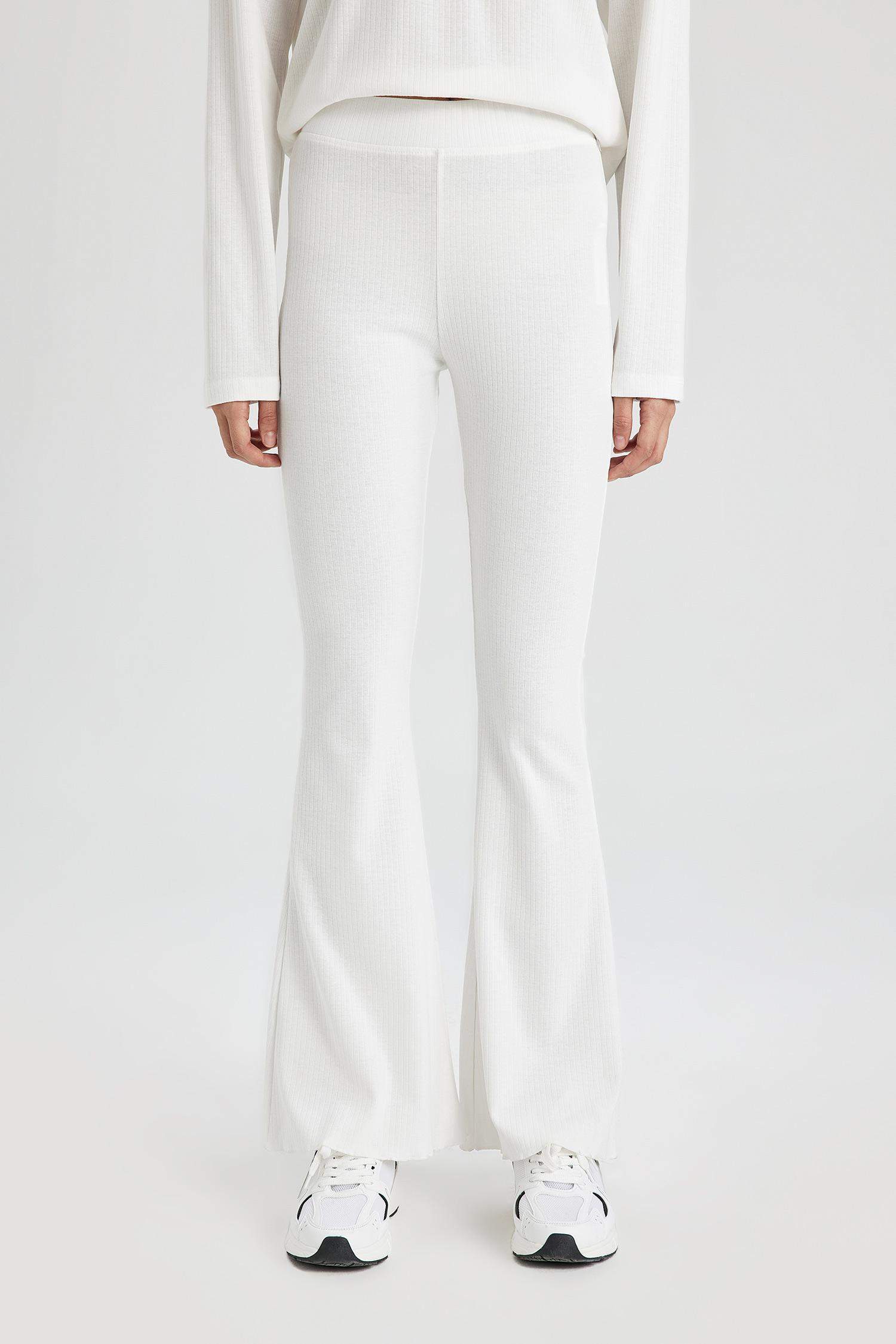 Flare Fit İspanyol Paça Standart Boy Ribana İnce Pantolon