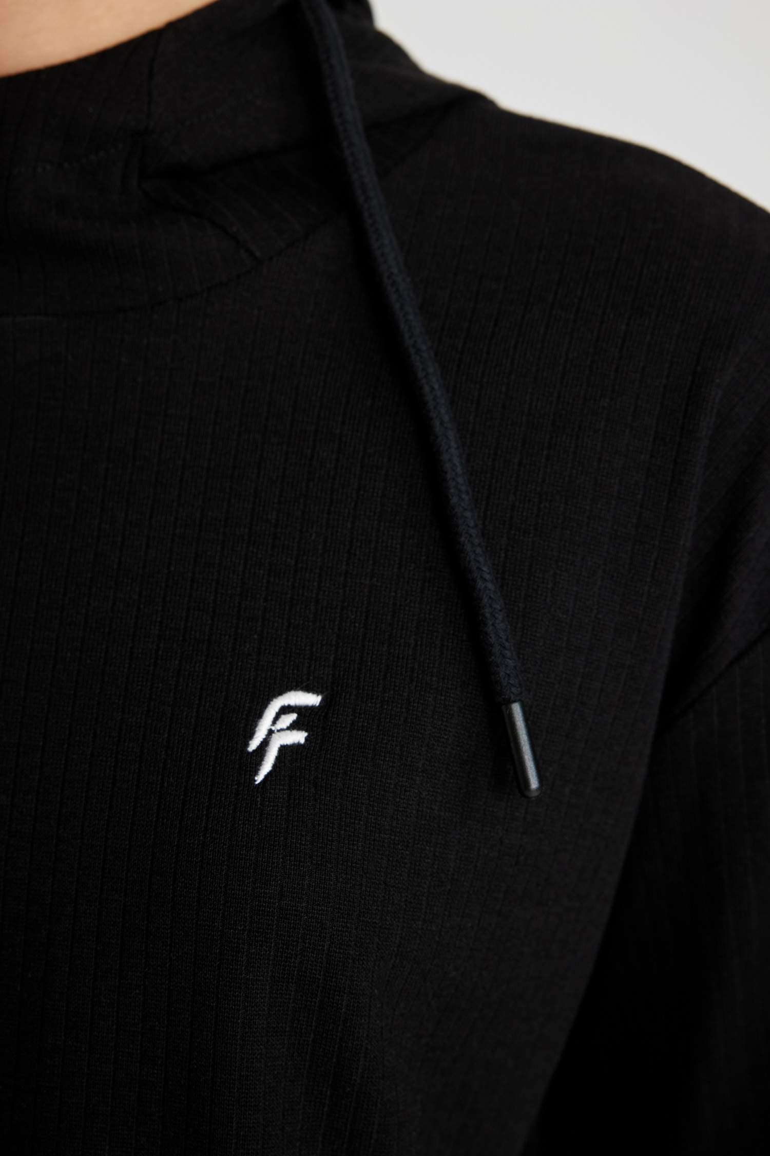 DeFactoFit Standard Fit Hooded Ribbed T-Shirt