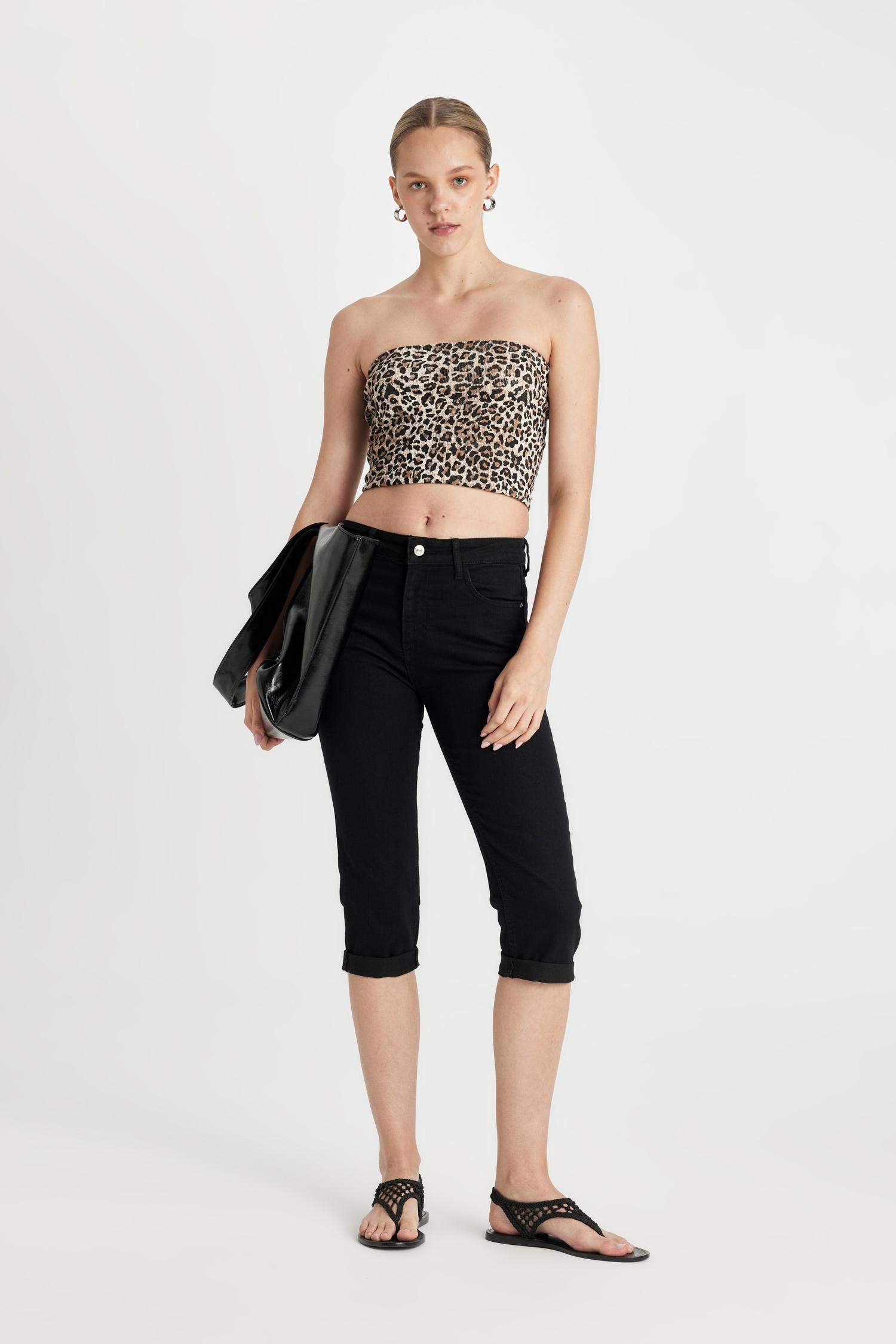 Yüksek Bel Jean Kapri