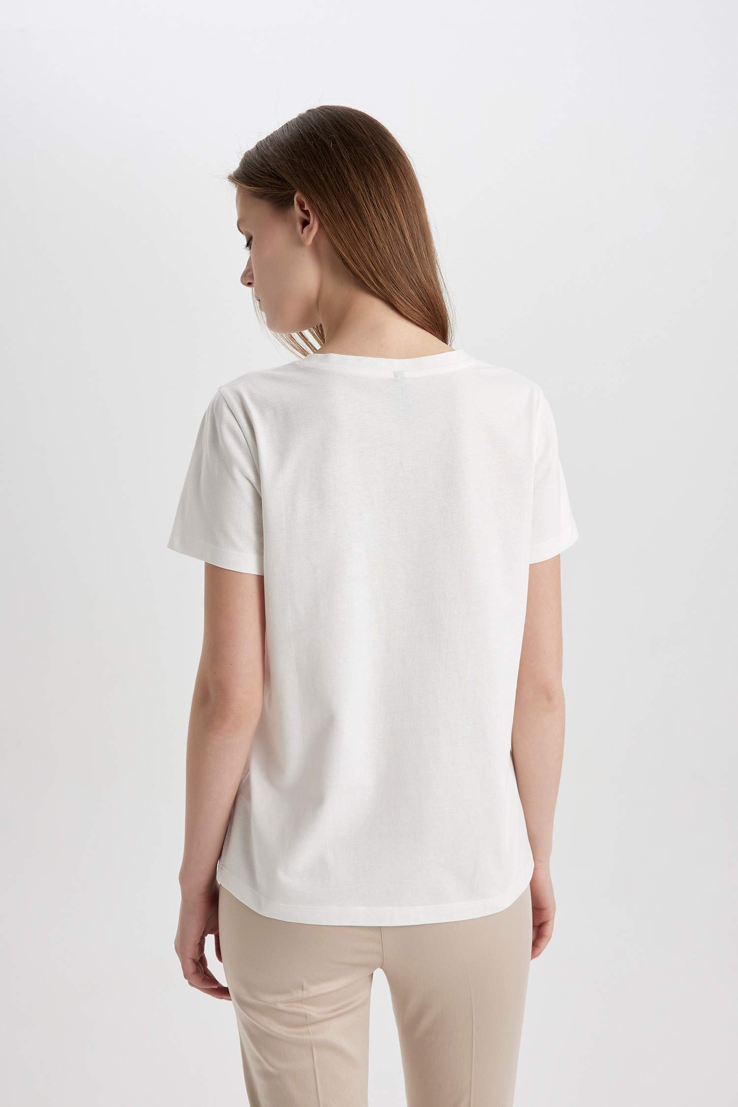 Regular Fit Crew Neck Owl Patterned Cotton T-Shirt