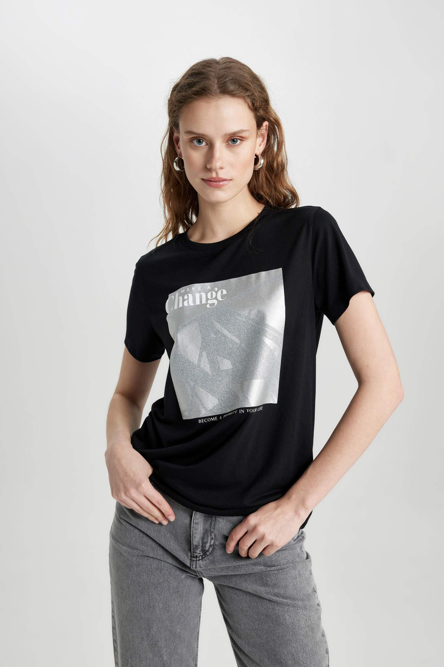 Regular Fit Crew Neck Printed Short Sleeve T-Shirt