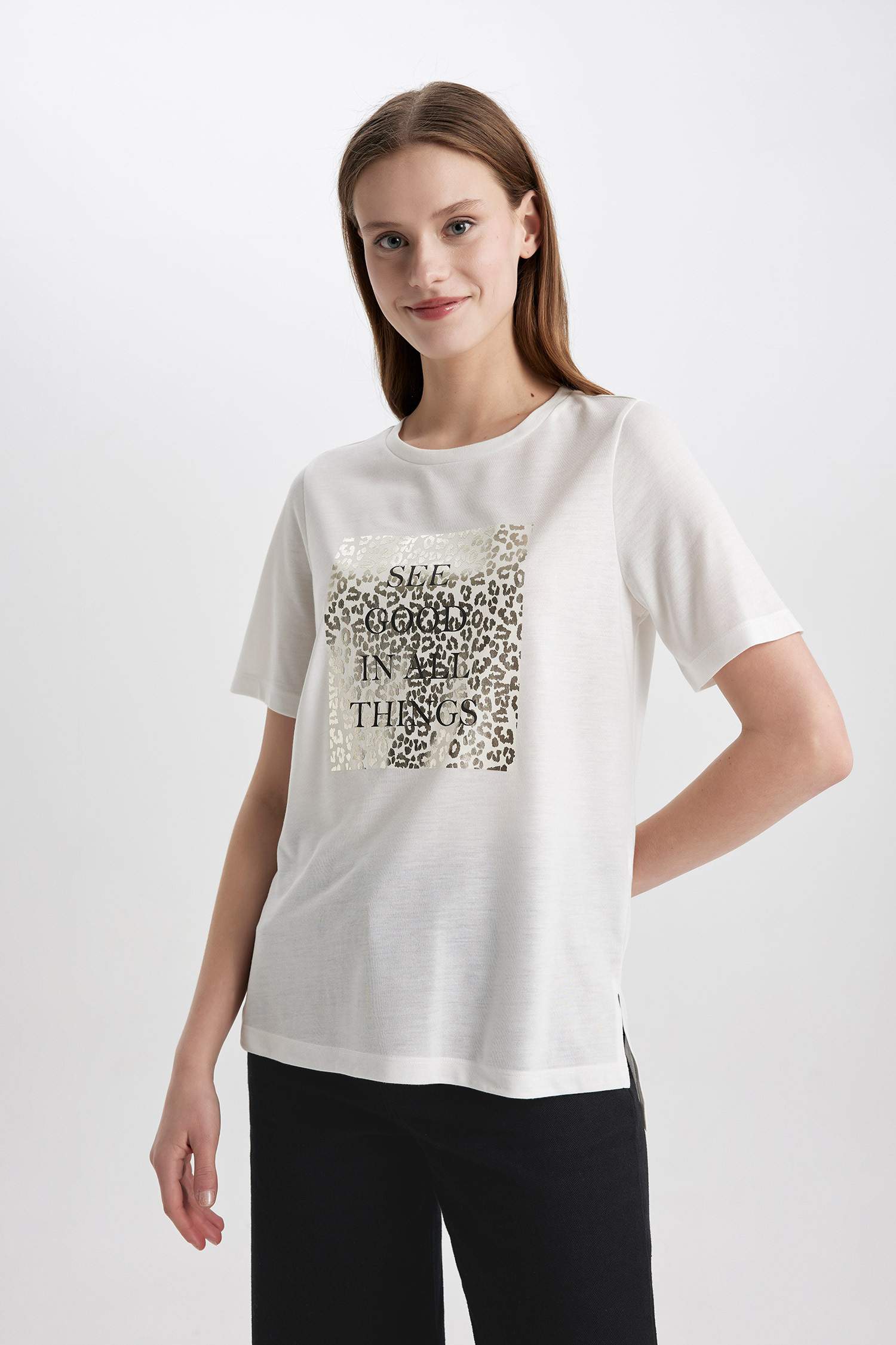 Relax Fit Crew Neck Printed Short Sleeve T-Shirt