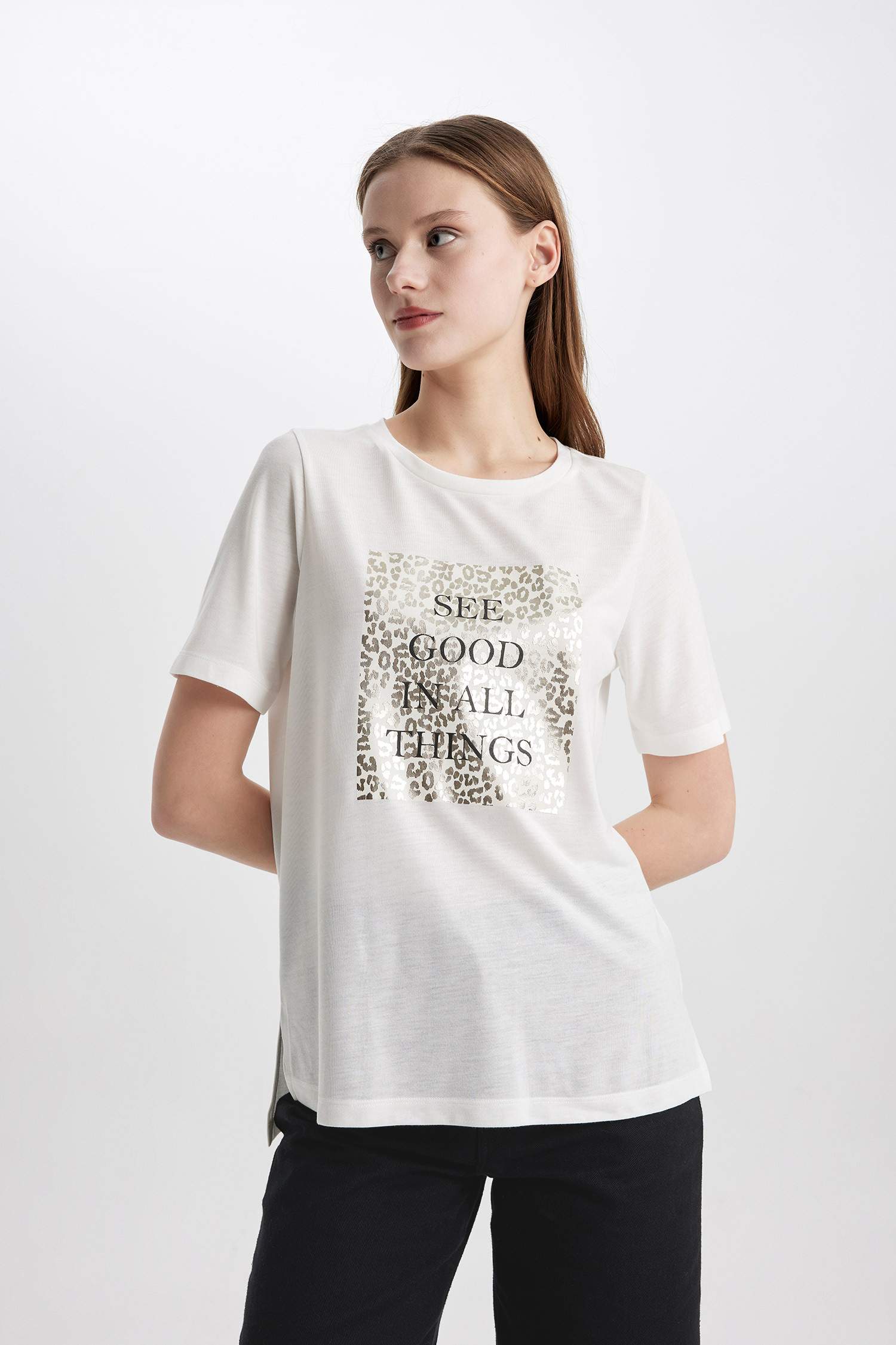 Relax Fit Crew Neck Printed Short Sleeve T-Shirt