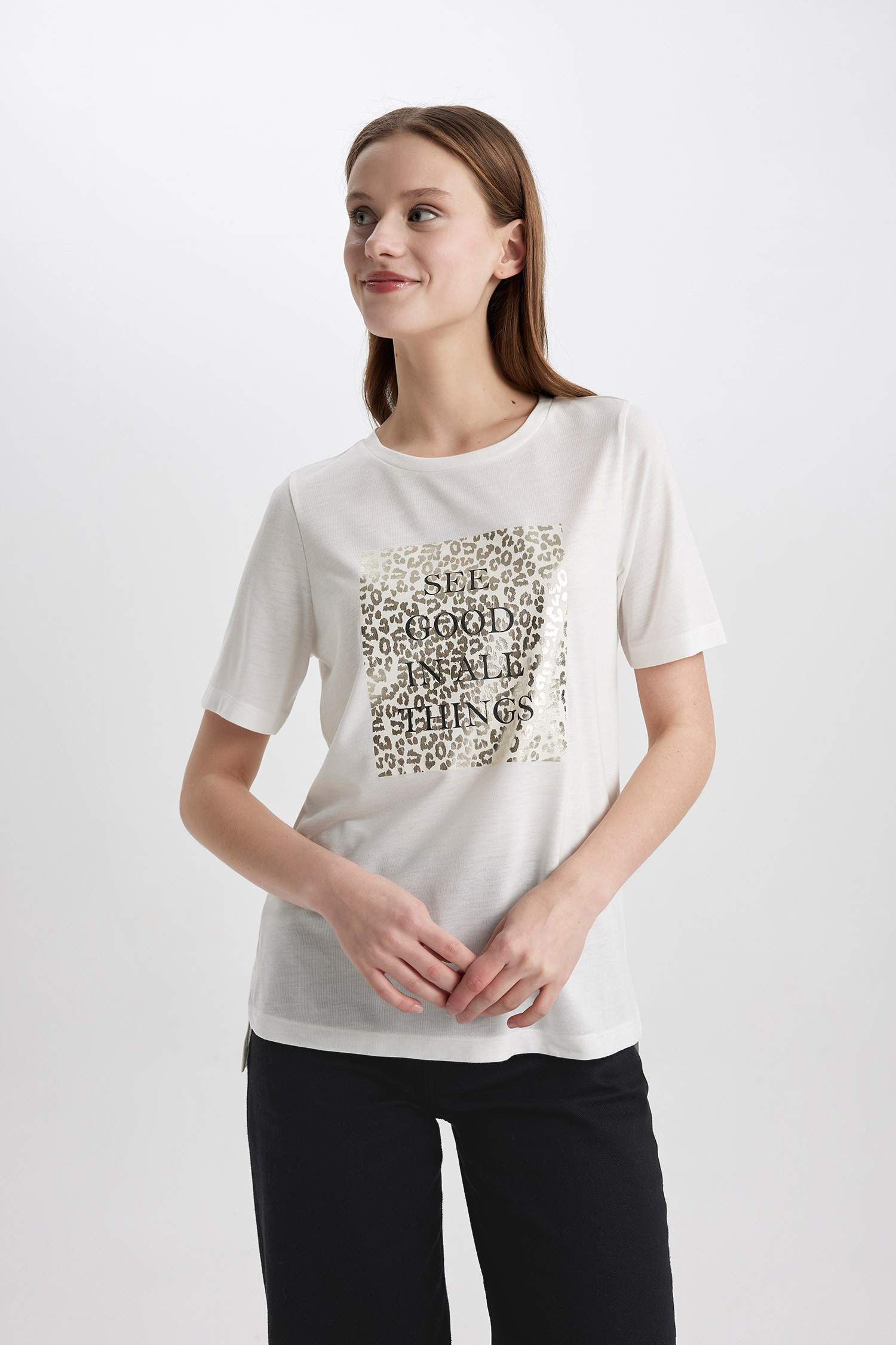 Relax Fit Crew Neck Printed Short Sleeve T-Shirt