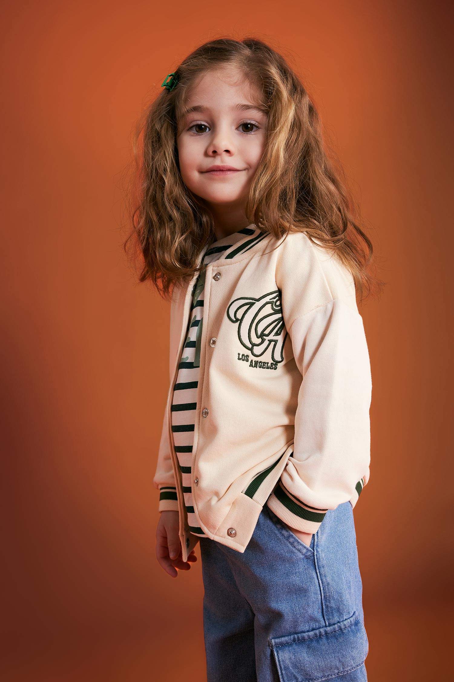 Baby Girl Printed Crew Neck Cardigan