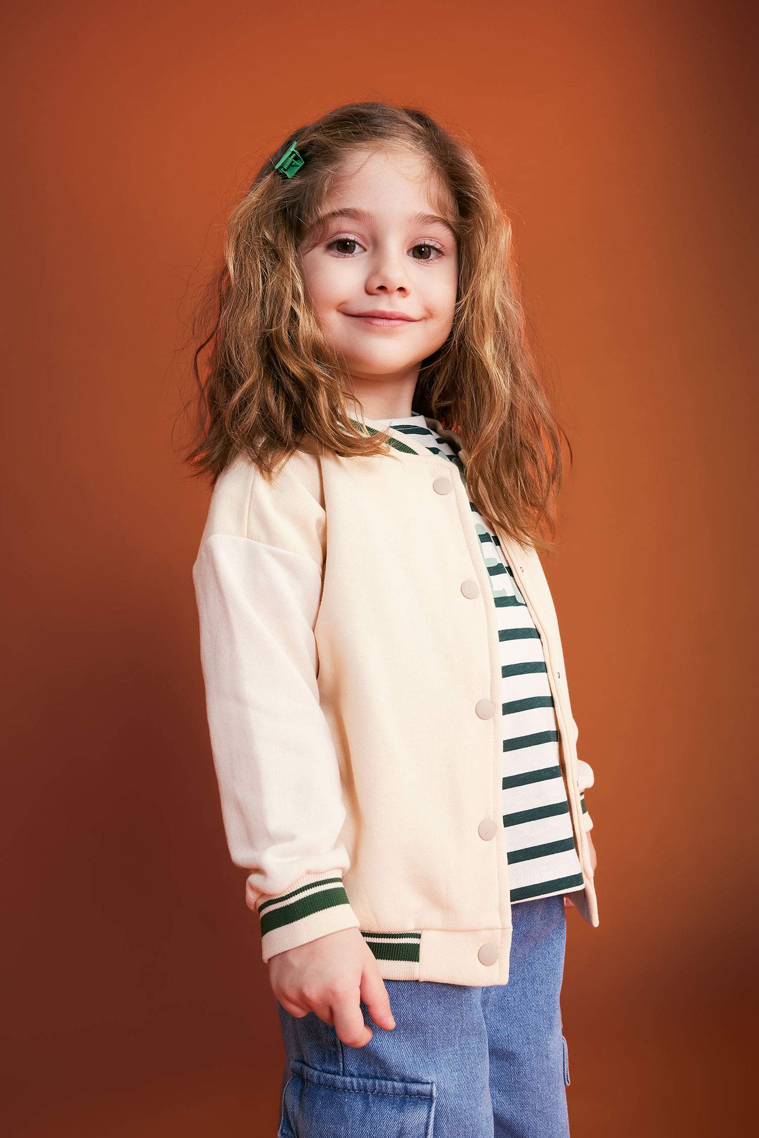 Baby Girl Printed Crew Neck Cardigan