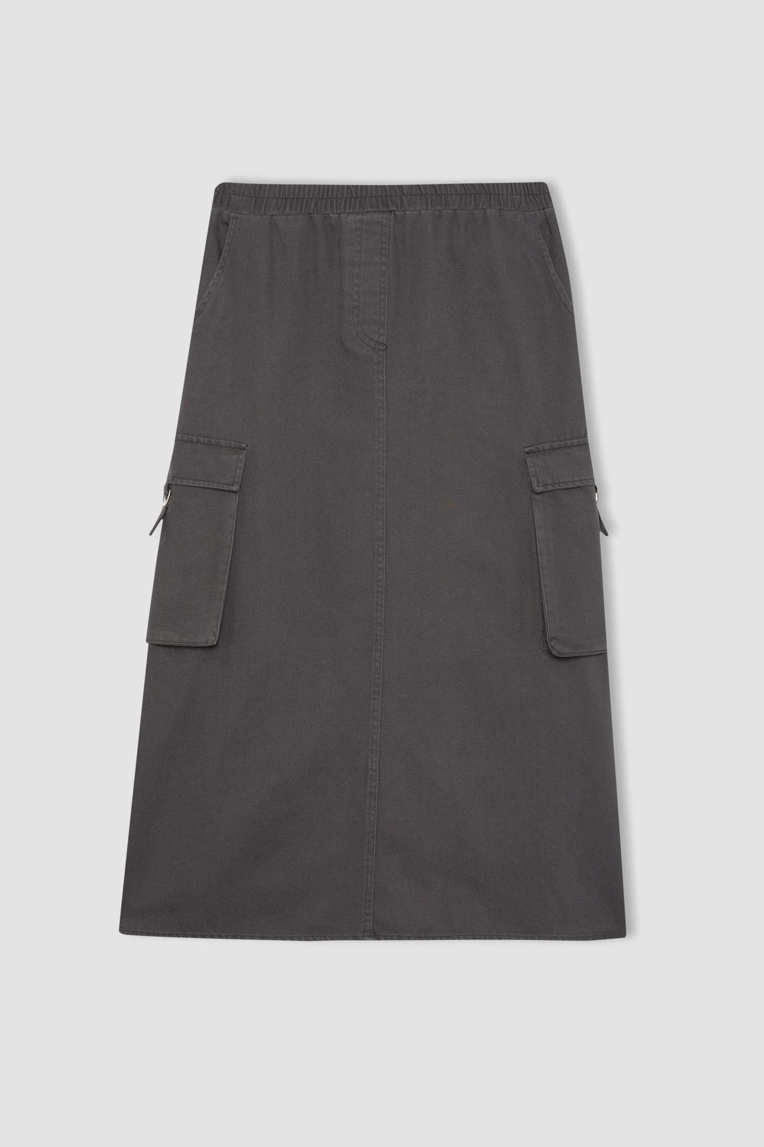 Kargo Fit Gabardin Uzun Boy Etek