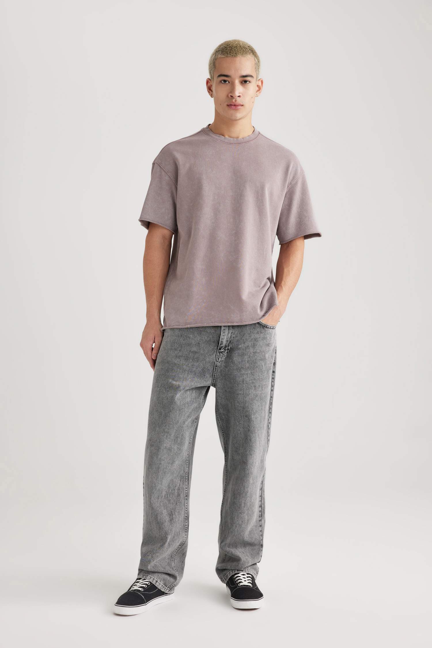 تيشيرت نص ردن قصة مريحة بياخة مستديرة