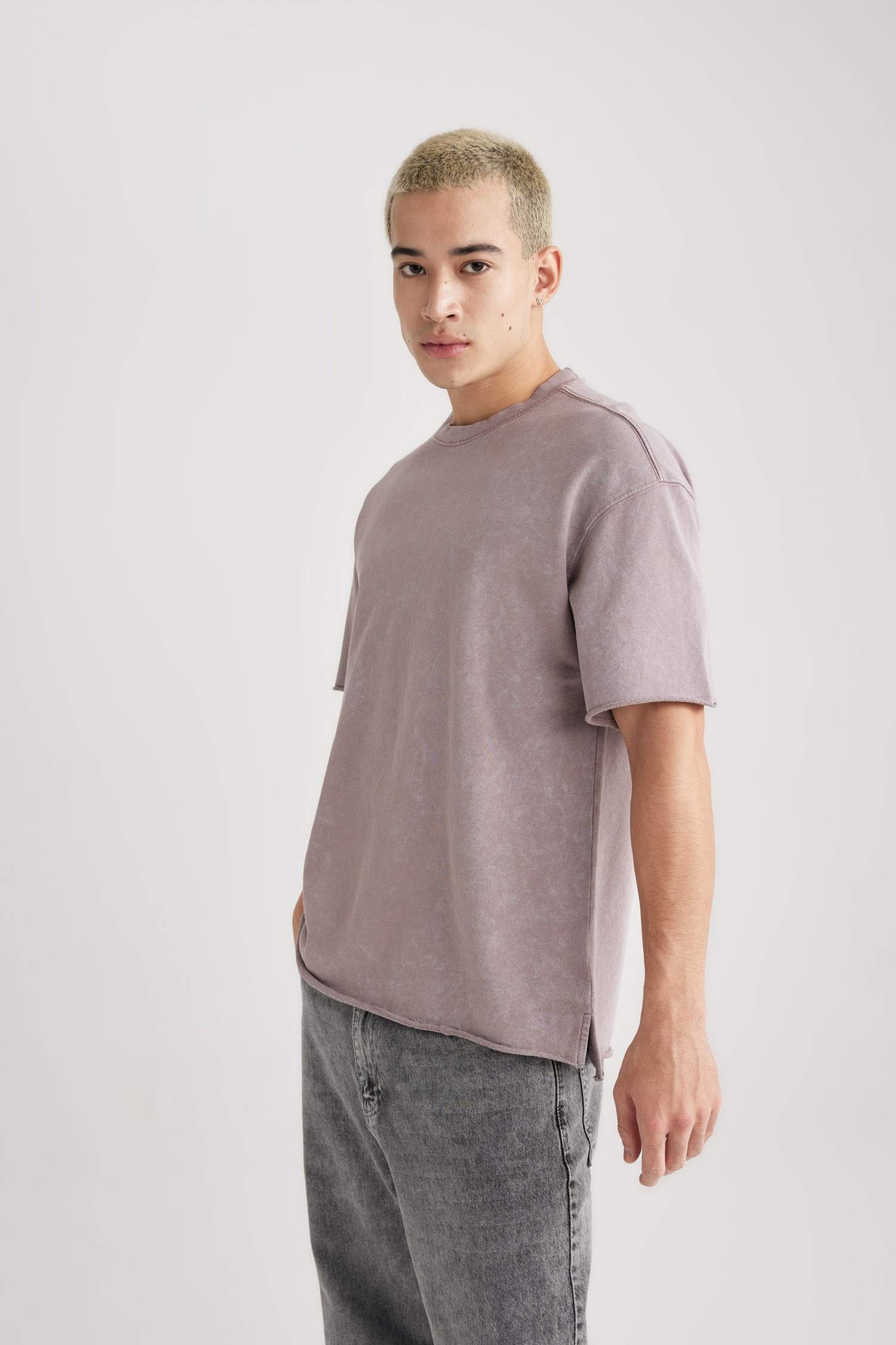 تيشيرت نص ردن قصة مريحة بياخة مستديرة