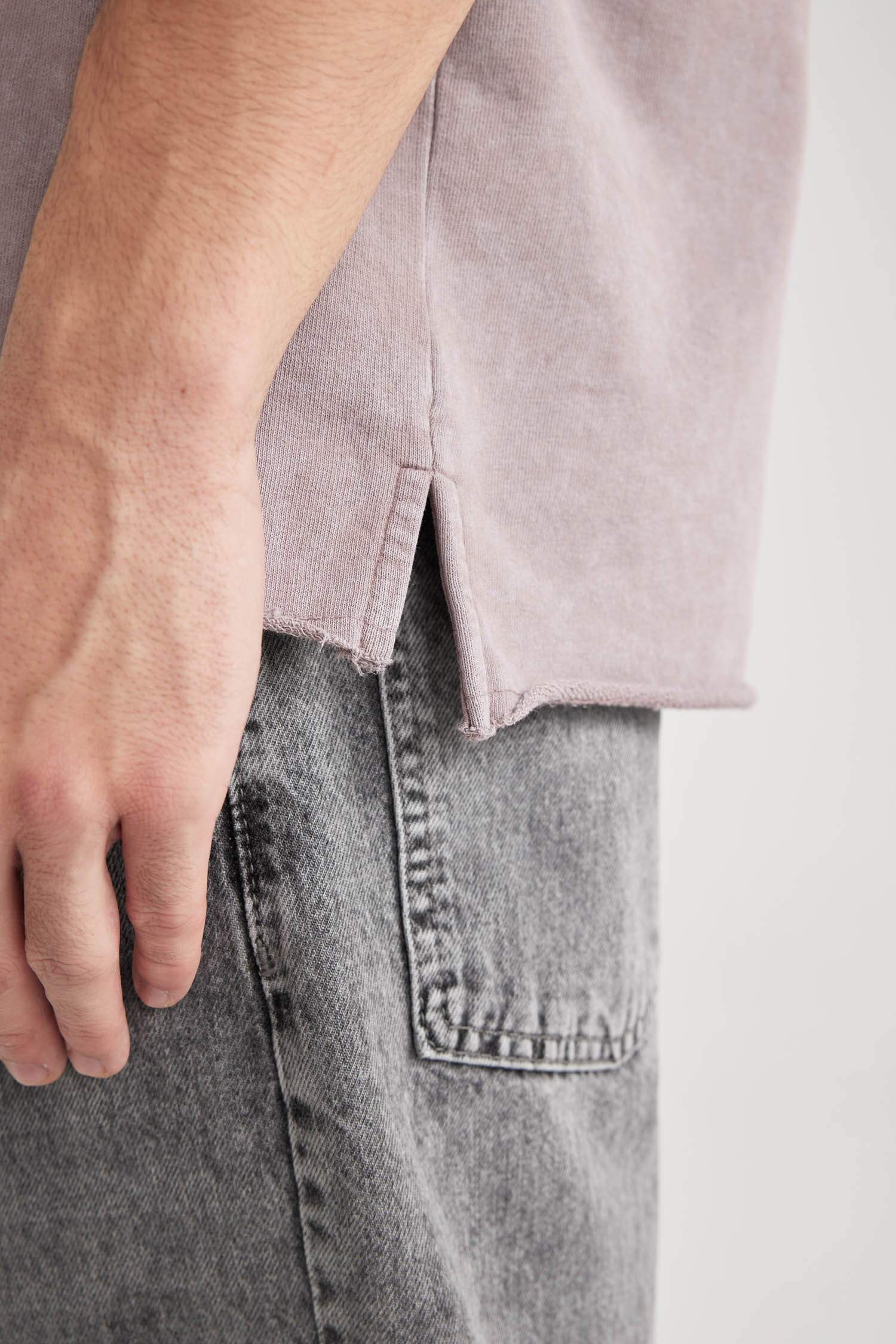 تيشيرت نص ردن قصة مريحة بياخة مستديرة