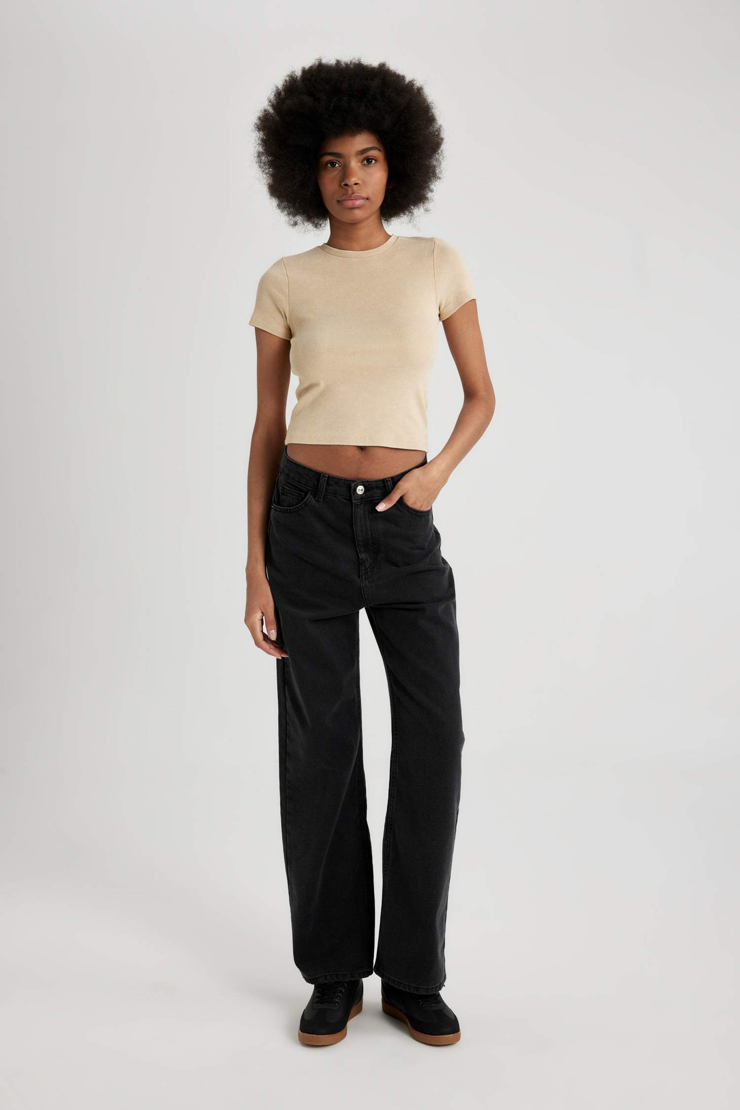 تيشيرت نص كم مضلع سليم فيت