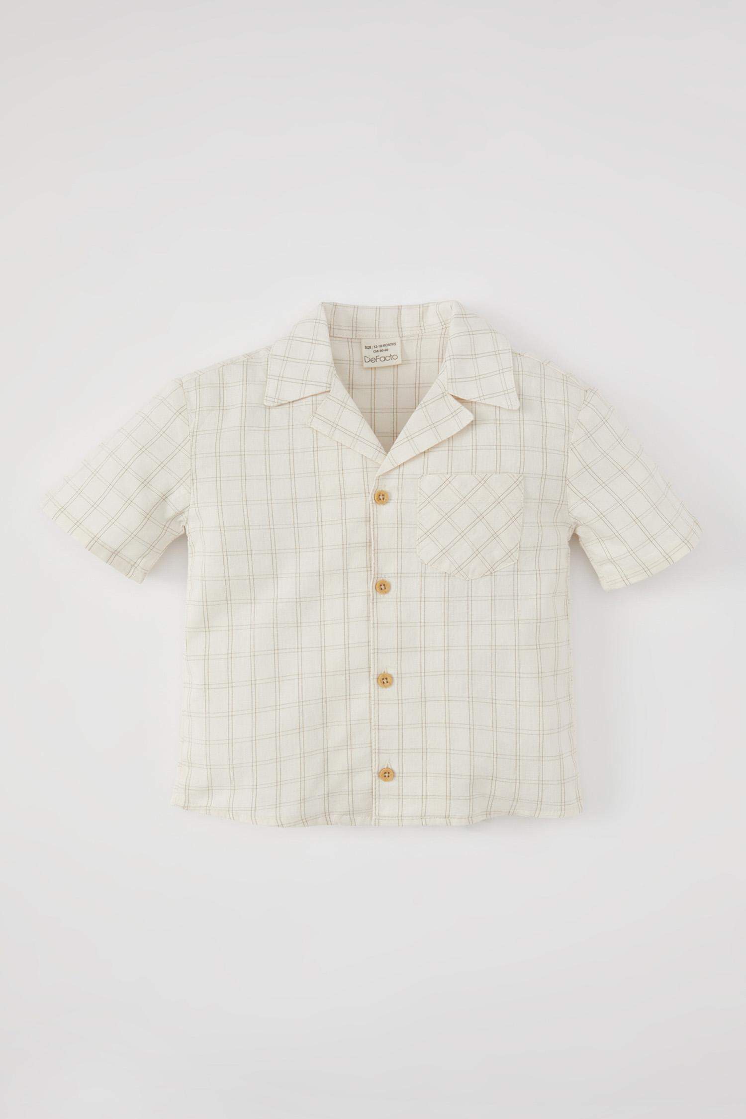 Рубашка в клетку с коротким рукавом для малышей мальчиков