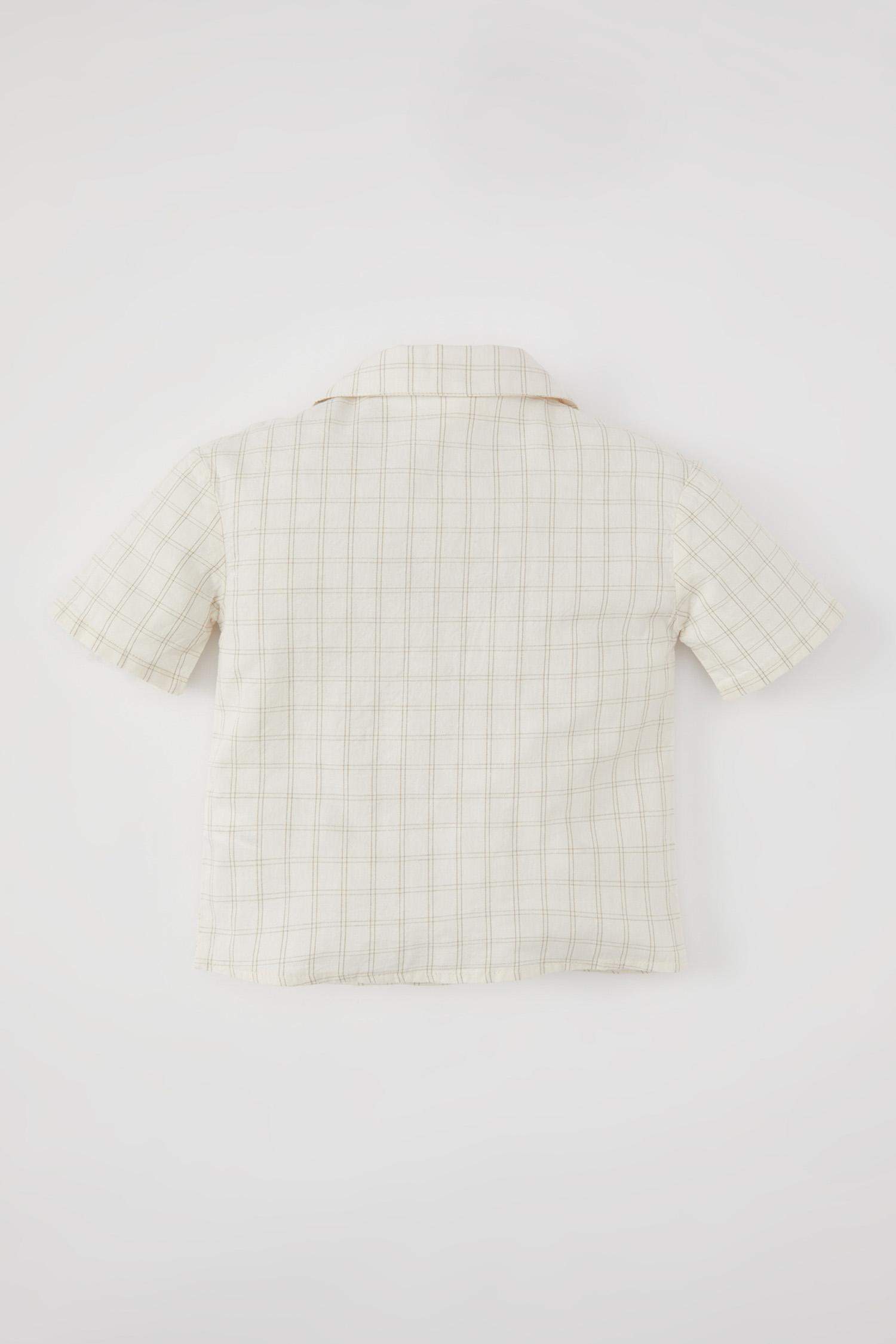 Рубашка в клетку с коротким рукавом для малышей мальчиков