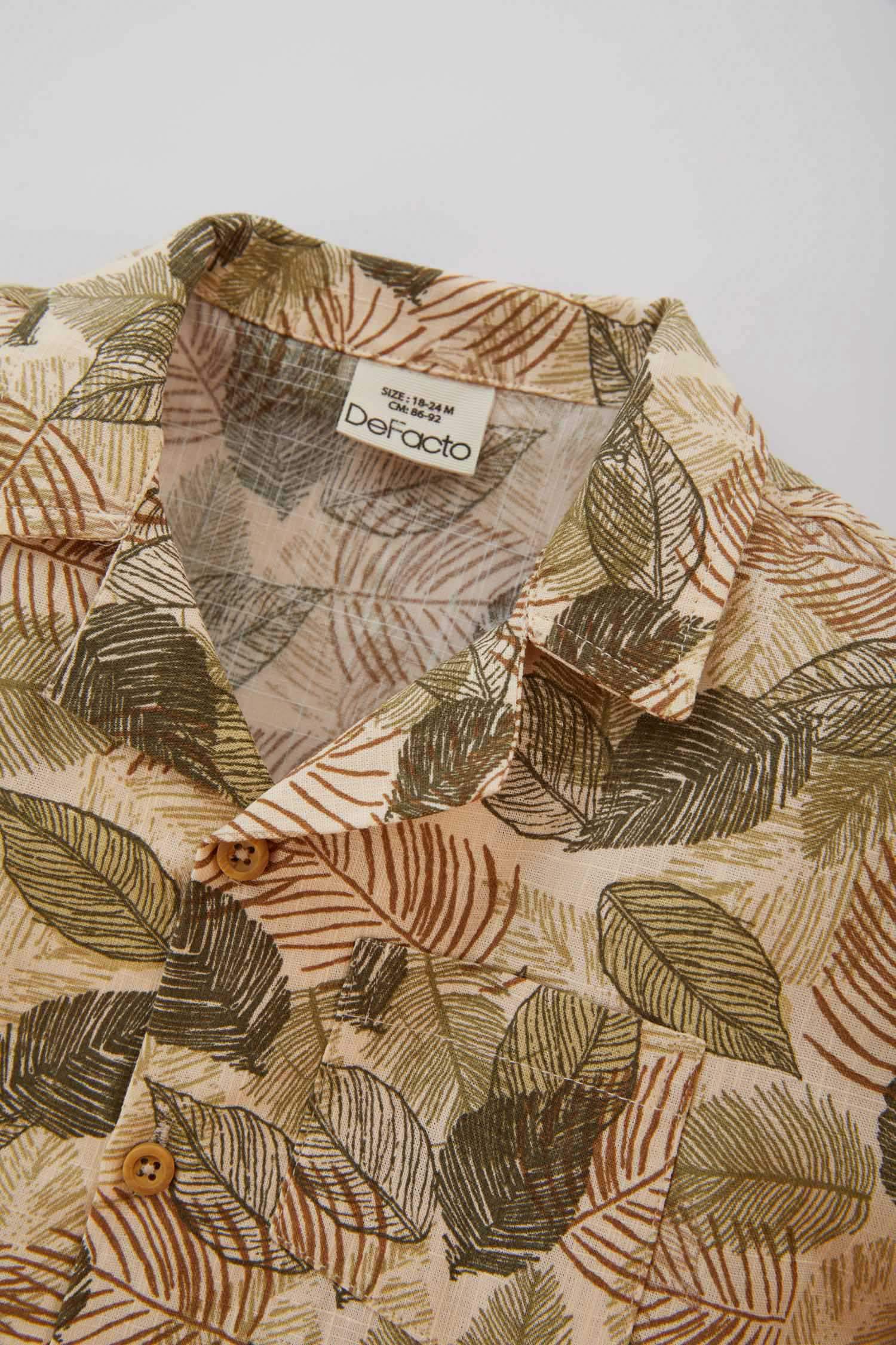 Baby Boy Tropical Patterned Shirt and Shorts 2 Piece Set