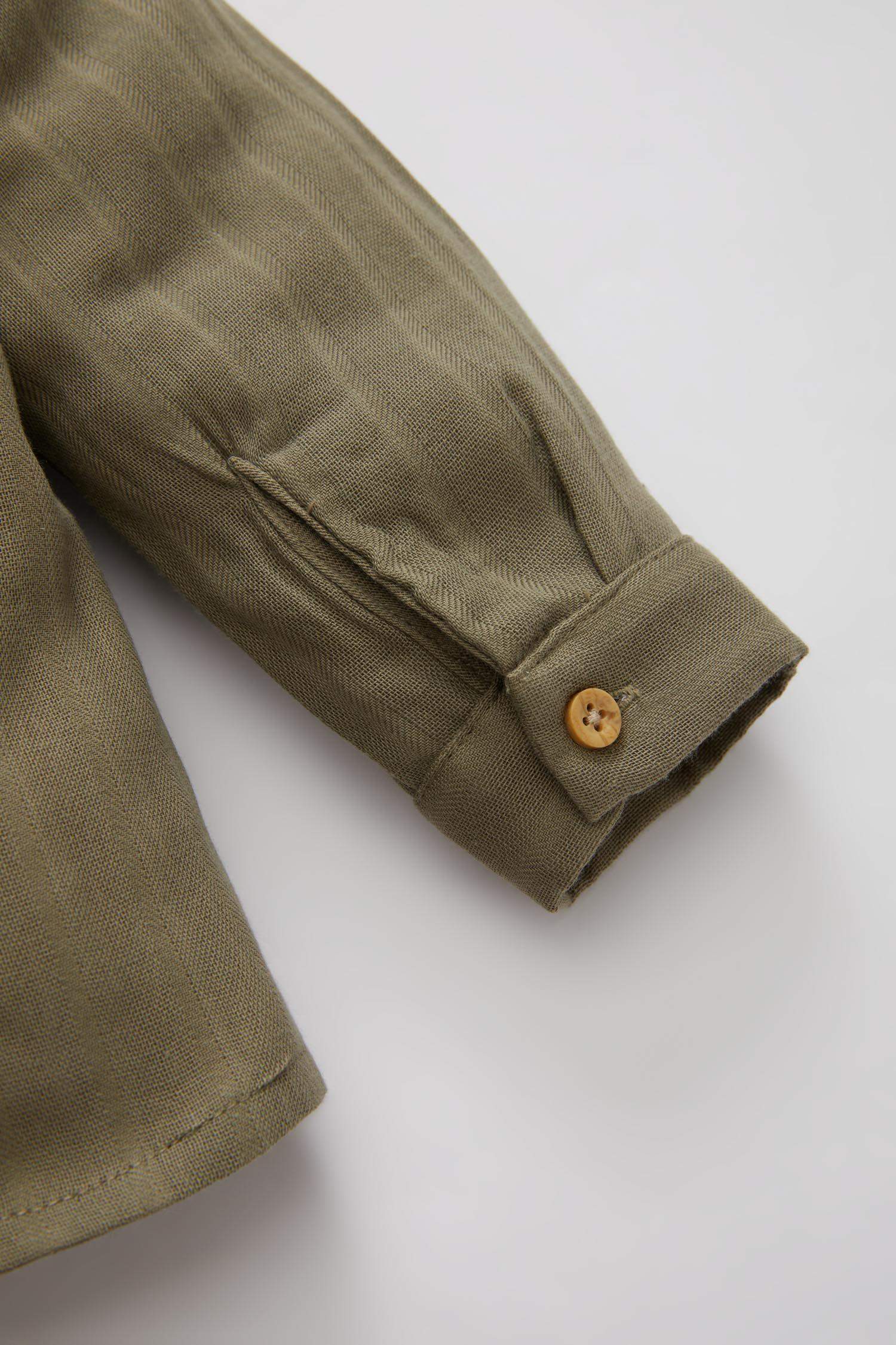 Baby Boy Hooded Textured Long Sleeve Shirt