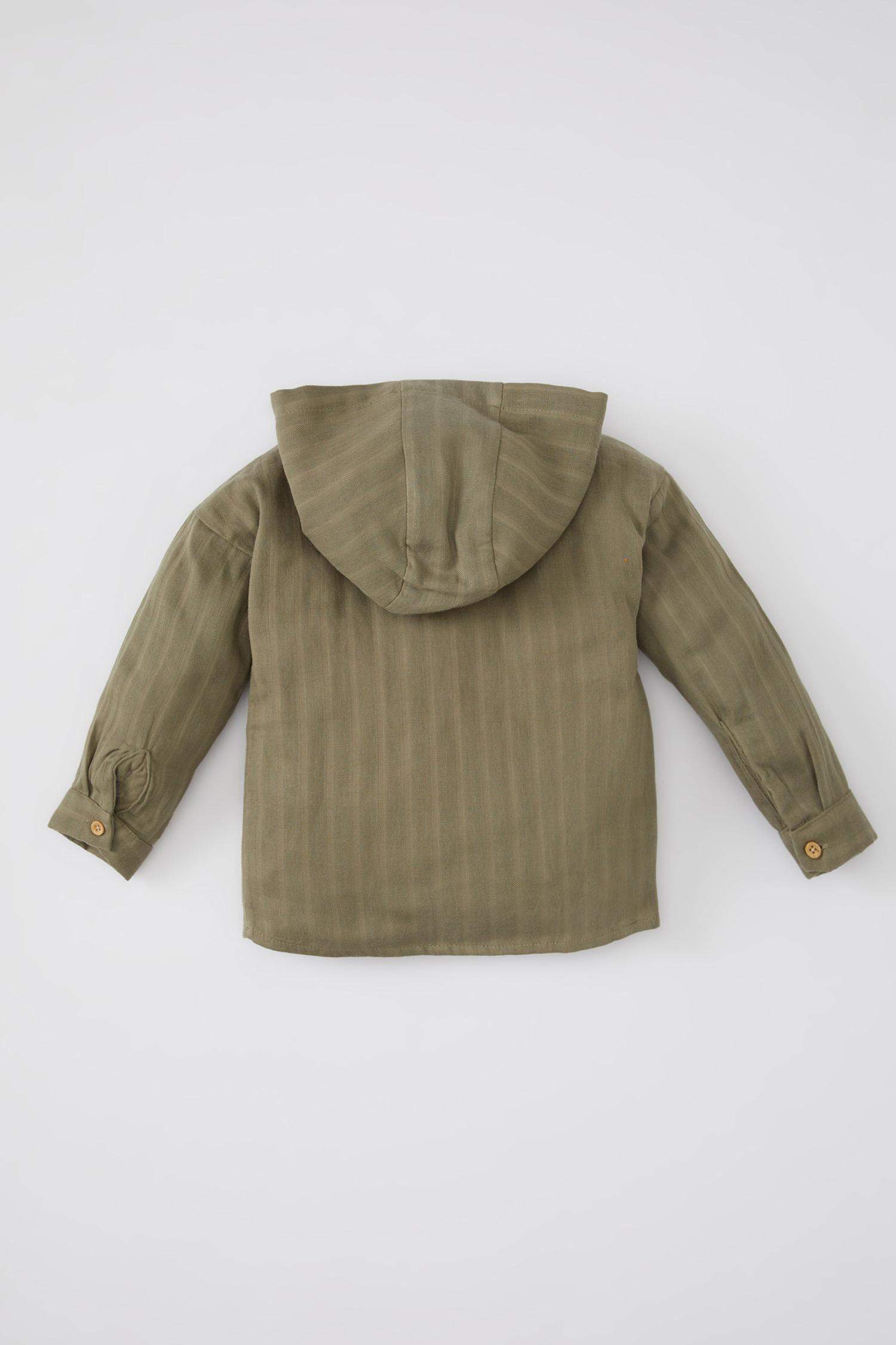 Baby Boy Hooded Textured Long Sleeve Shirt