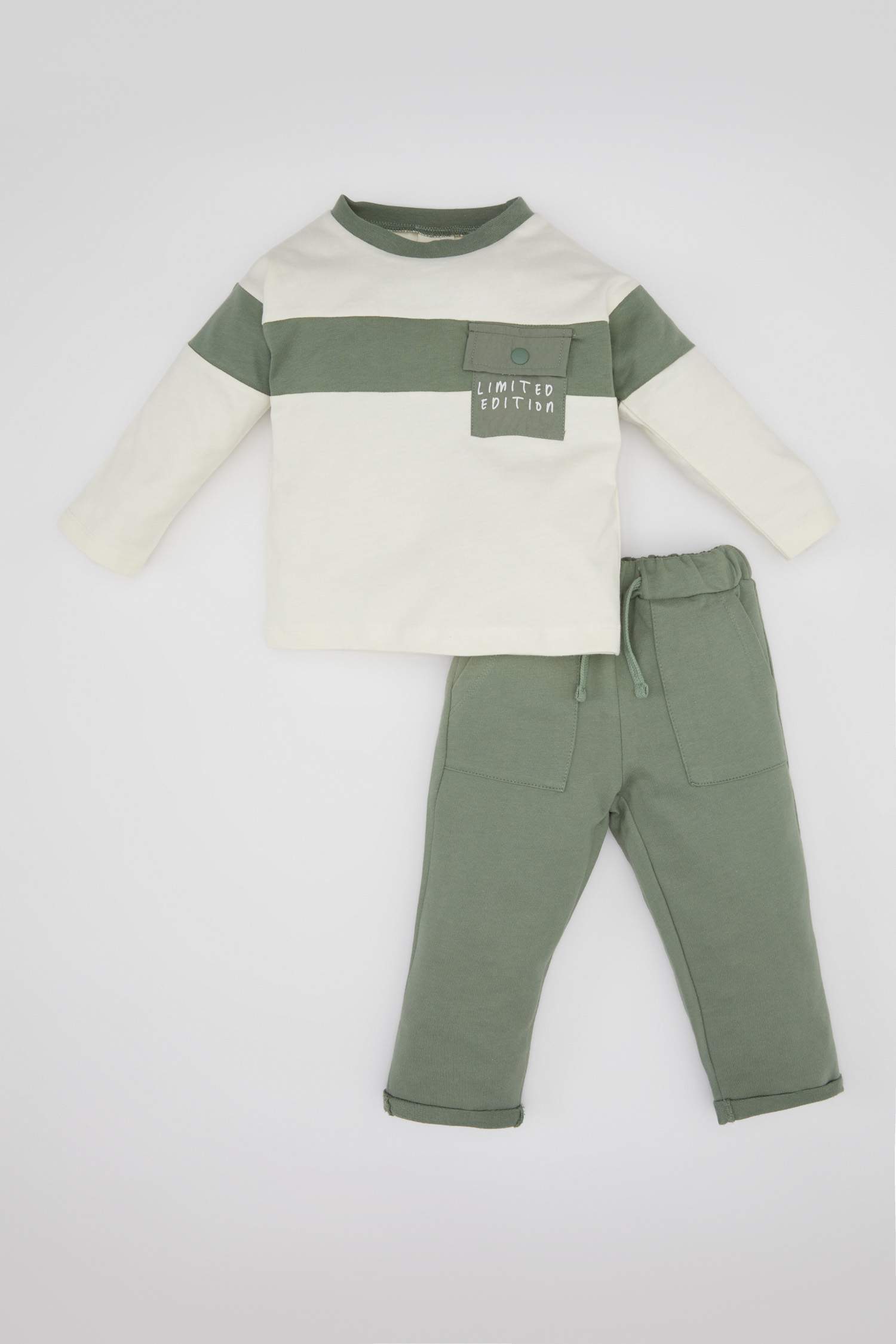 Erkek Bebek 2'li Takım Renk Bloklu Sweatshirt Eşofman Altı