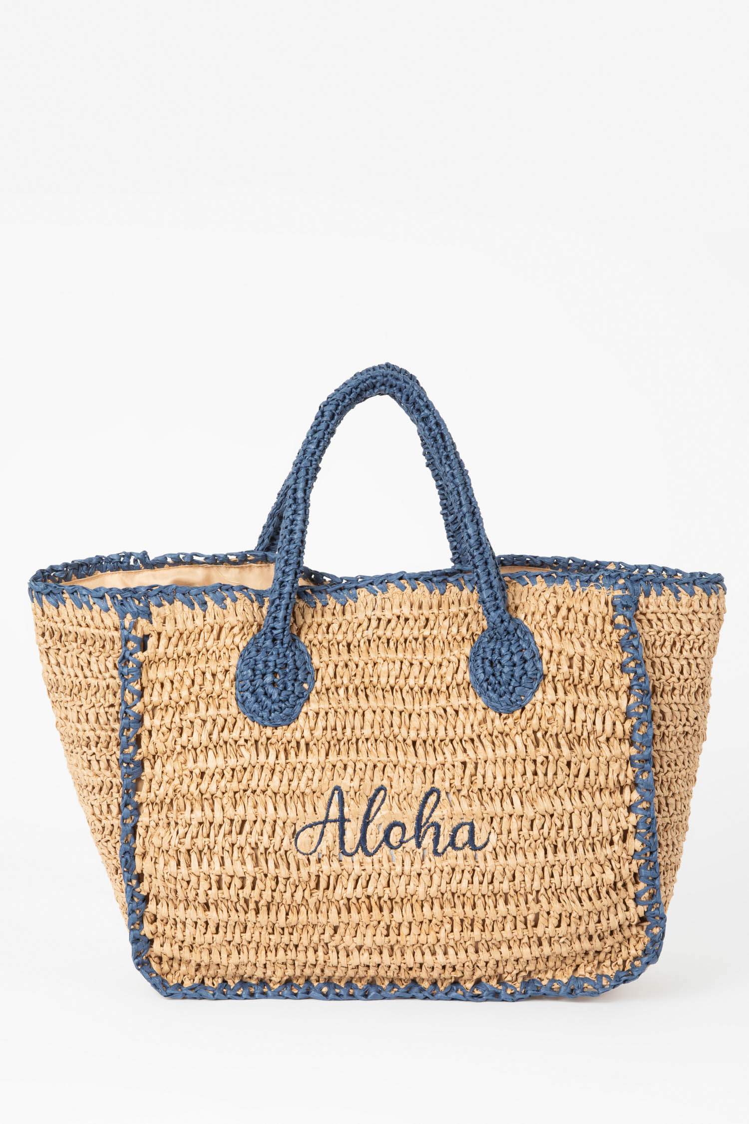 Kadın Yazı İşlemeli Hasır El Çantası