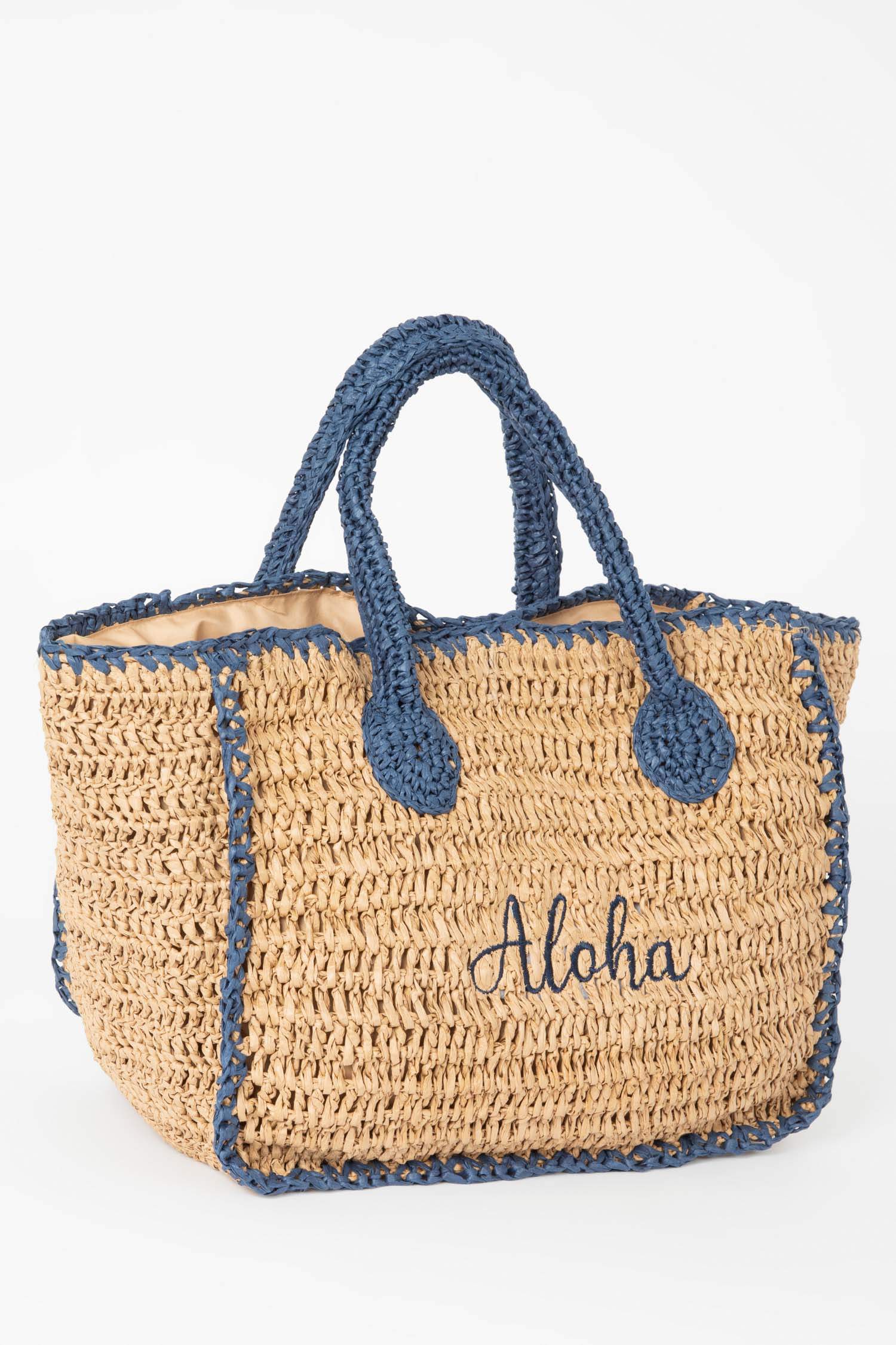 Kadın Yazı İşlemeli Hasır El Çantası