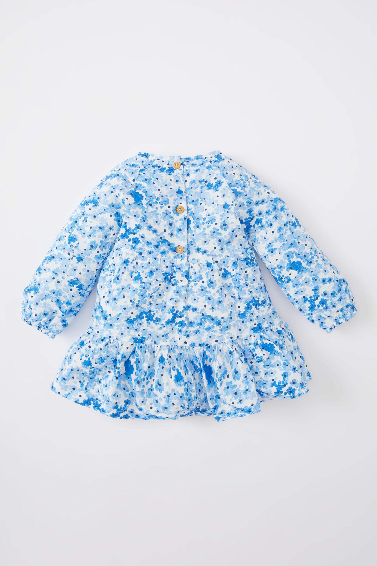 Платье с цветочным принтом с длинным рукавом гофрированная для малышей девочек