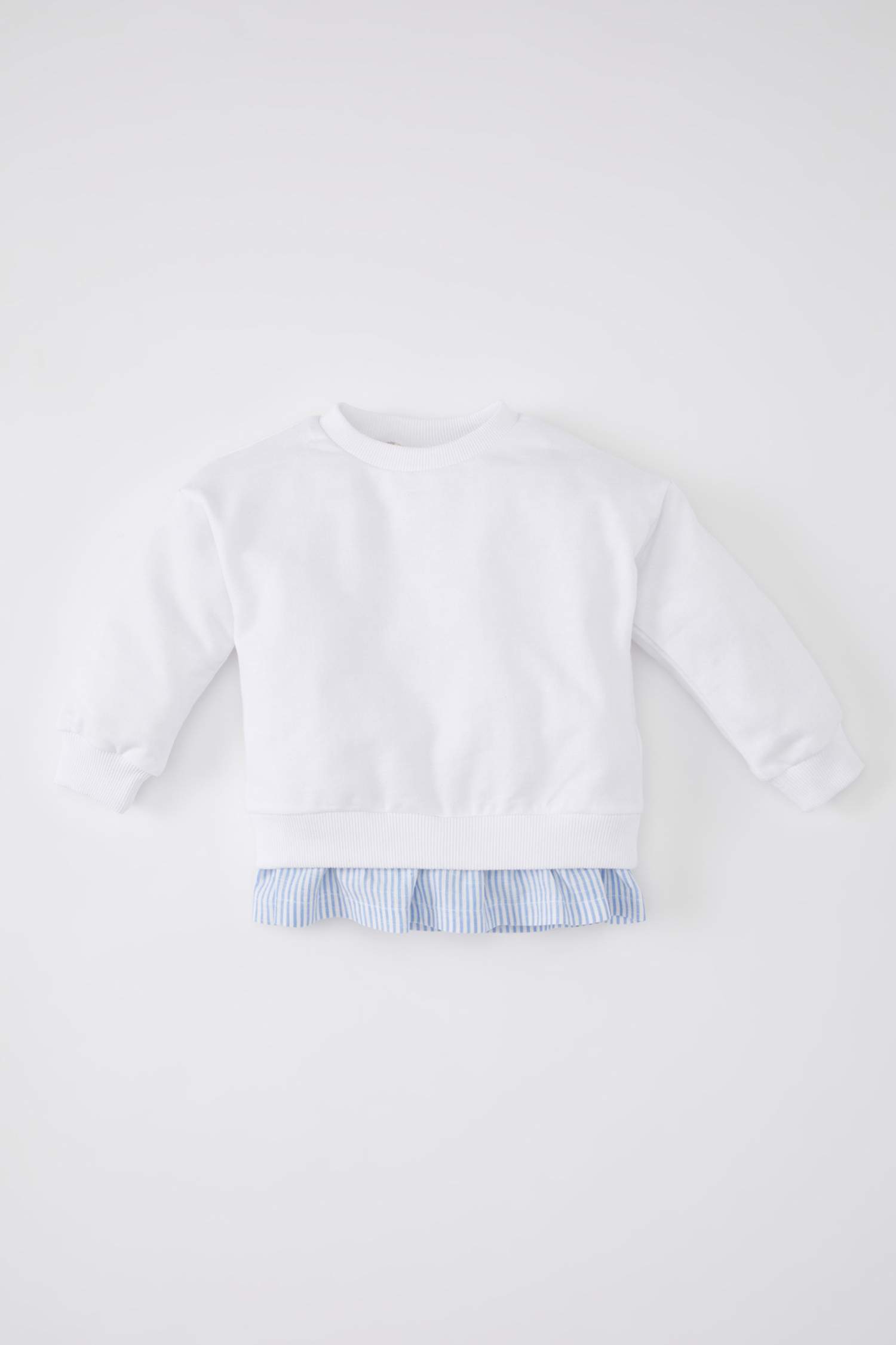 Kız Bebek Bisiklet Yaka Çizgili Sweatshirt
