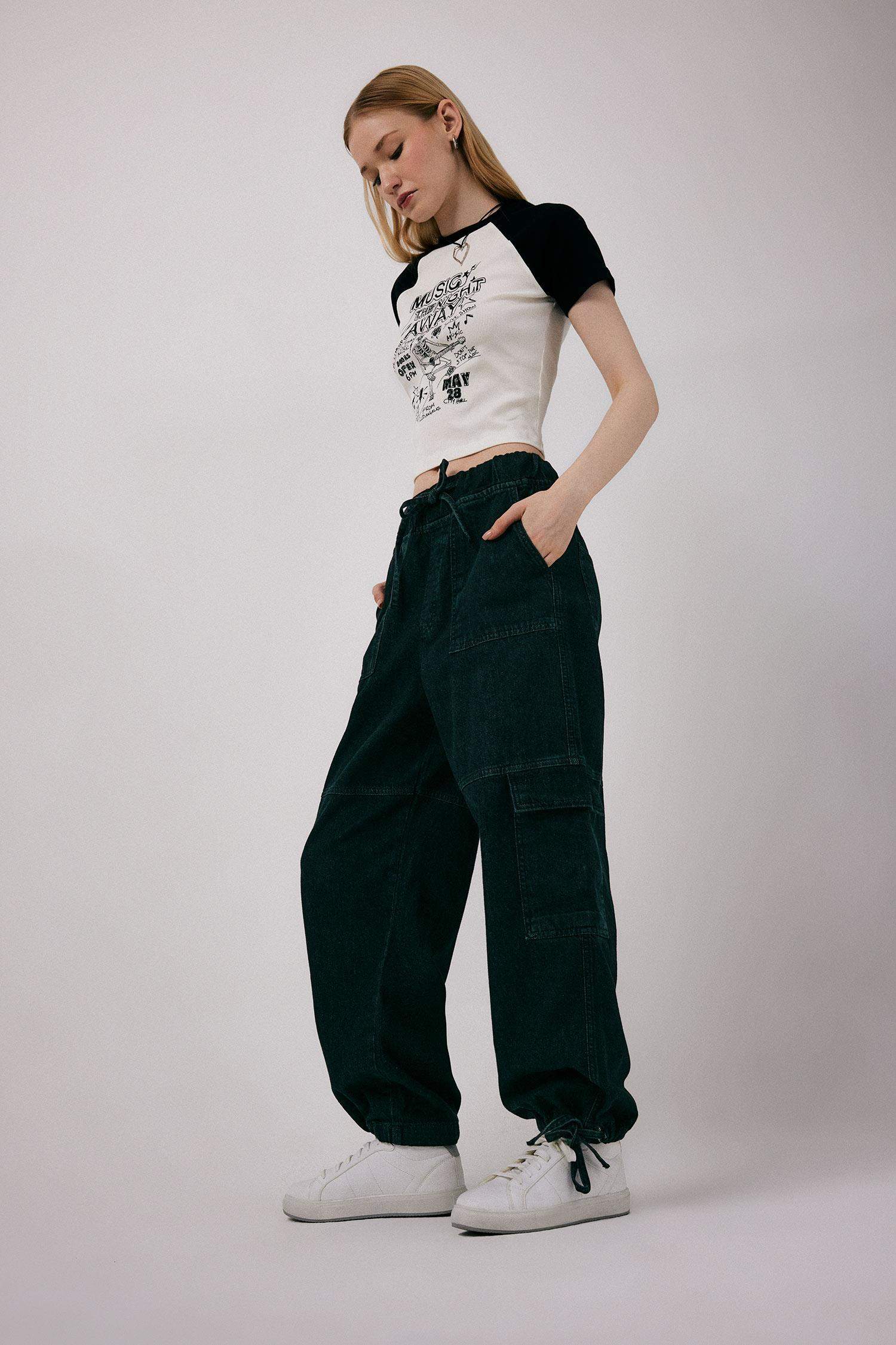 Cargo Jogger High Waist Ankle Length Jeans