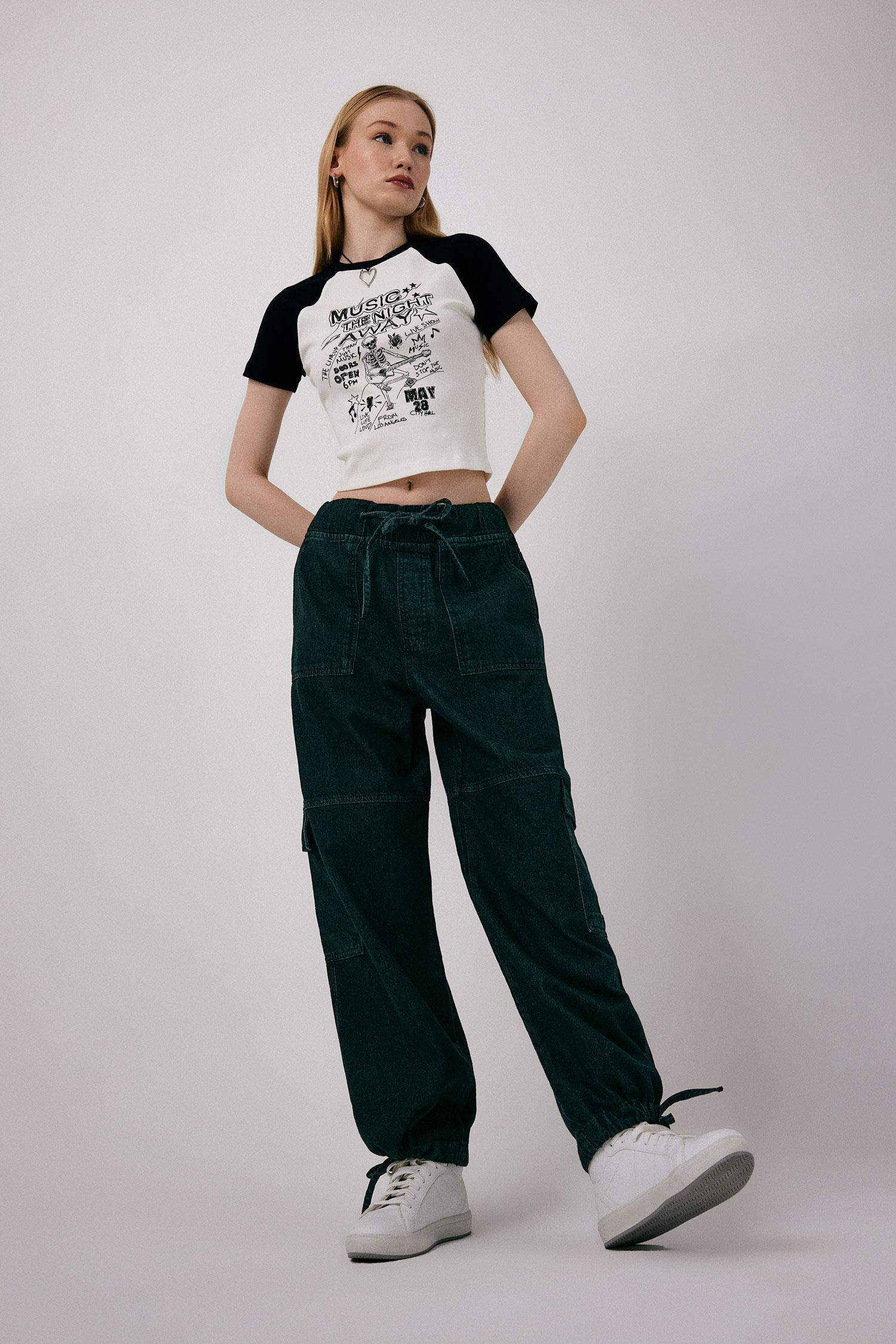 Cargo Jogger High Waist Ankle Length Jeans