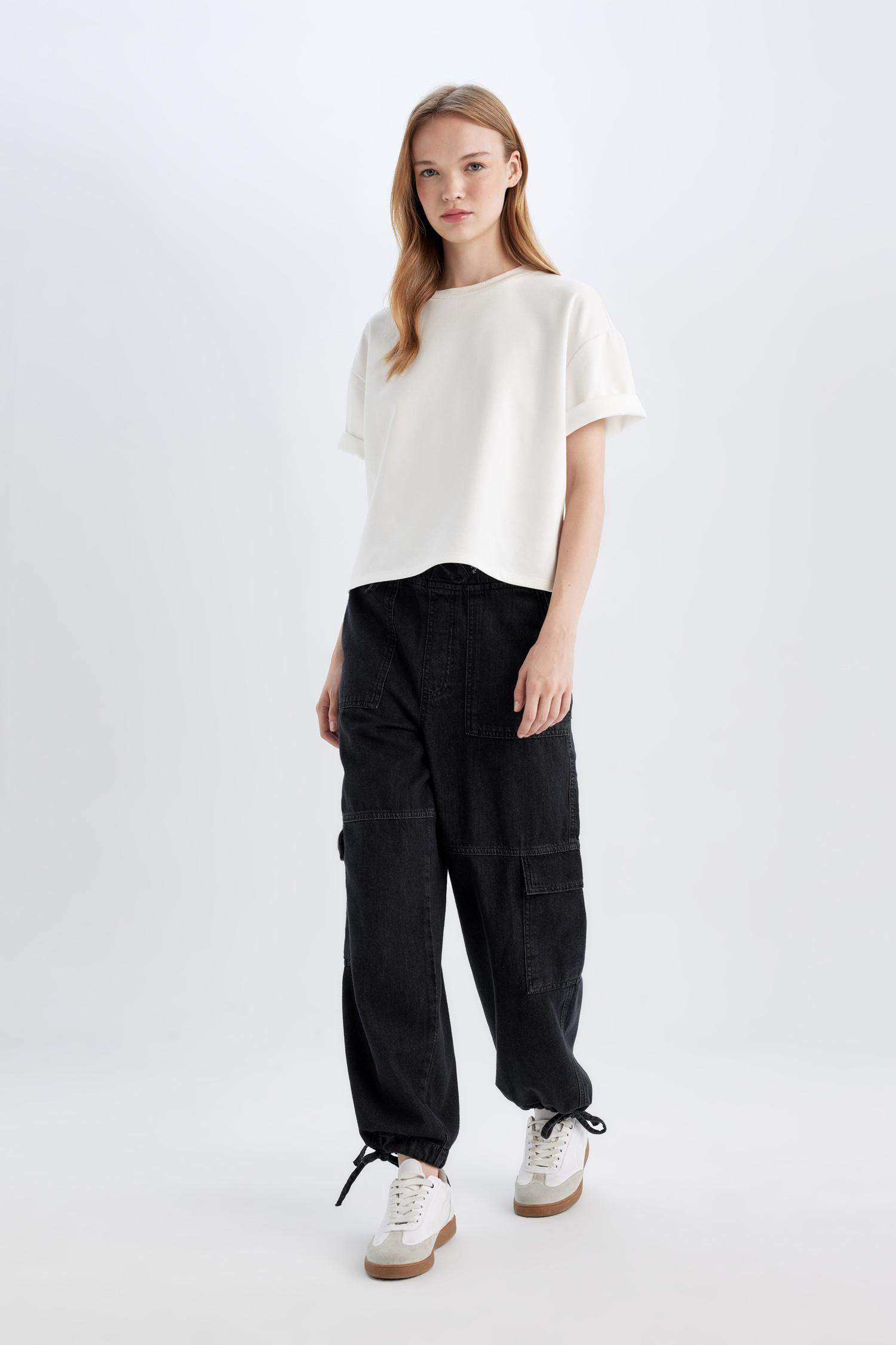 Cargo Jogger High Waist Ankle Length Jeans