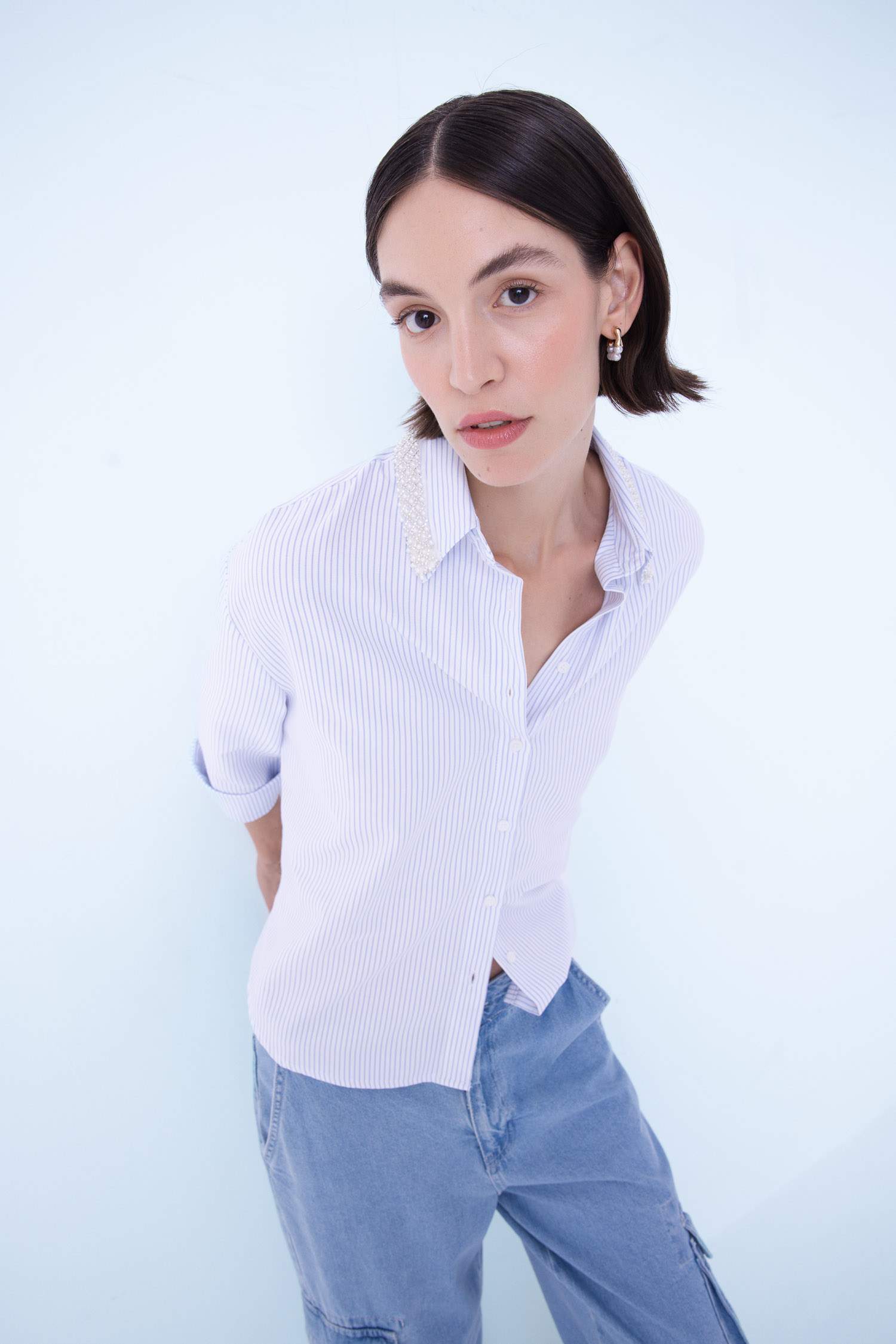 قميص أوكسفورد اوفر سايز بياخة قميص