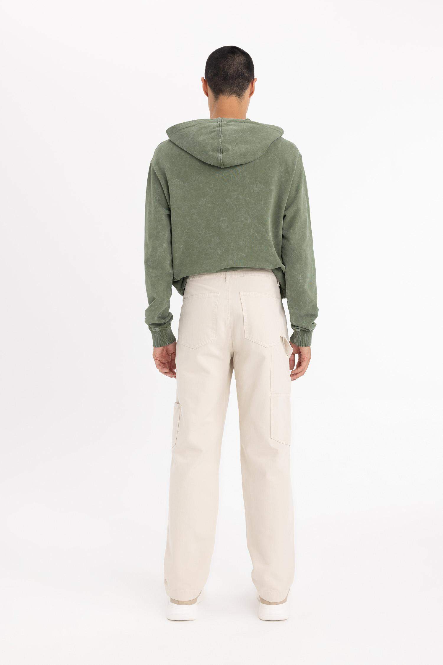 Gabardin Pantolon Wide Leg Düz Paça Cepli 