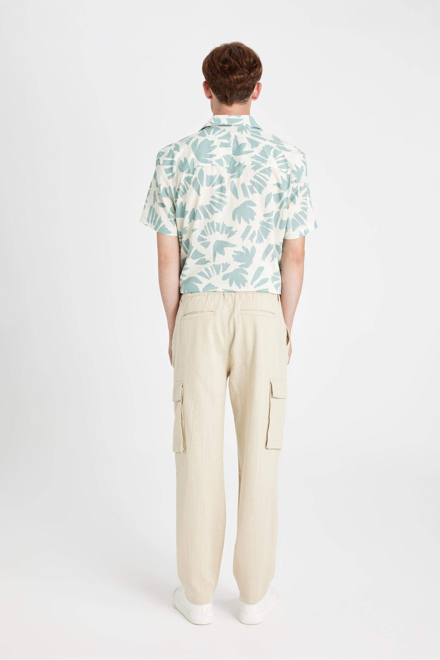 Wide Leg Bol Rahat Kesim Kargo Cepli Keten Görünümlü Yazlık Pantolon