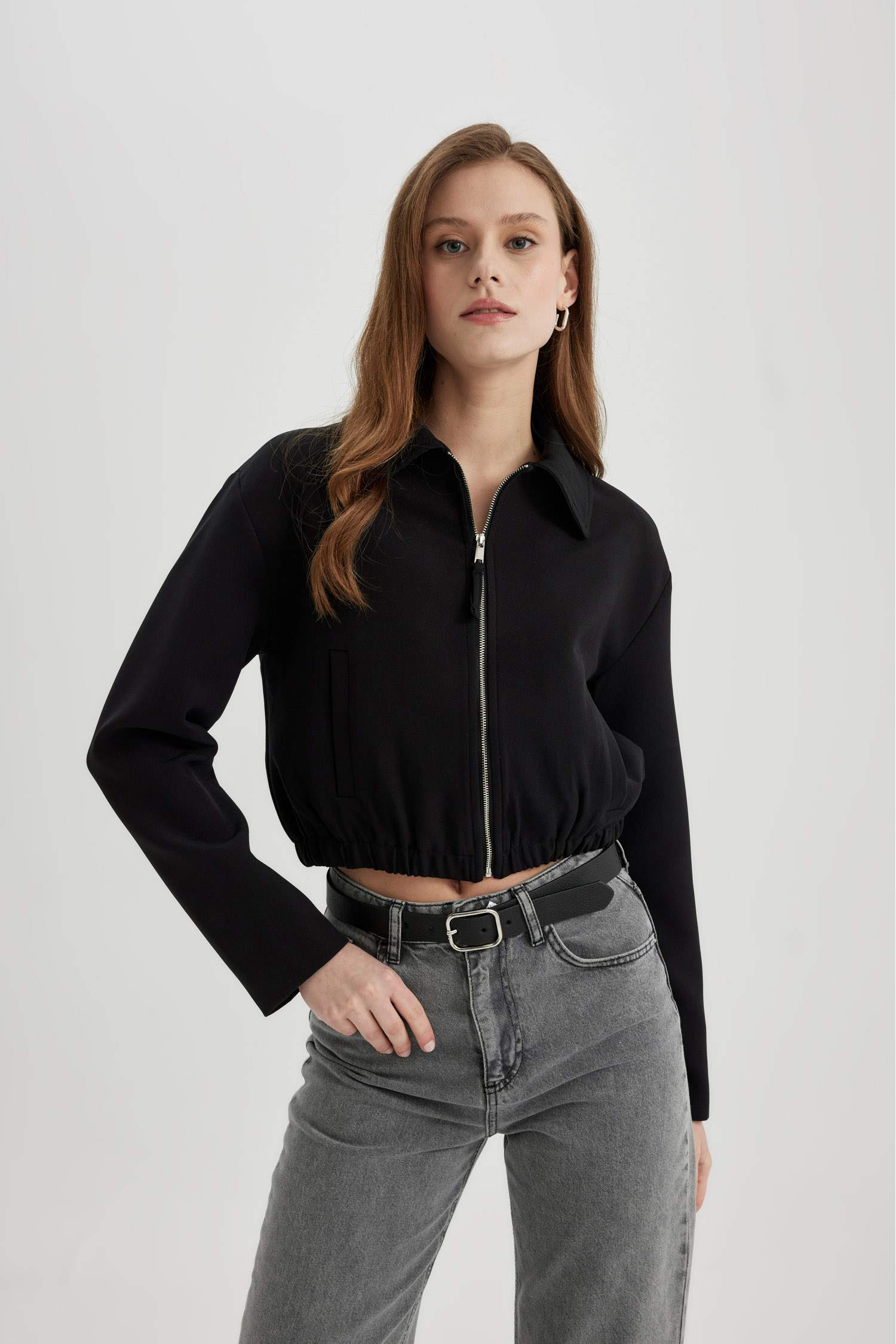 Jacket Bomber à Col Chemise avec poches