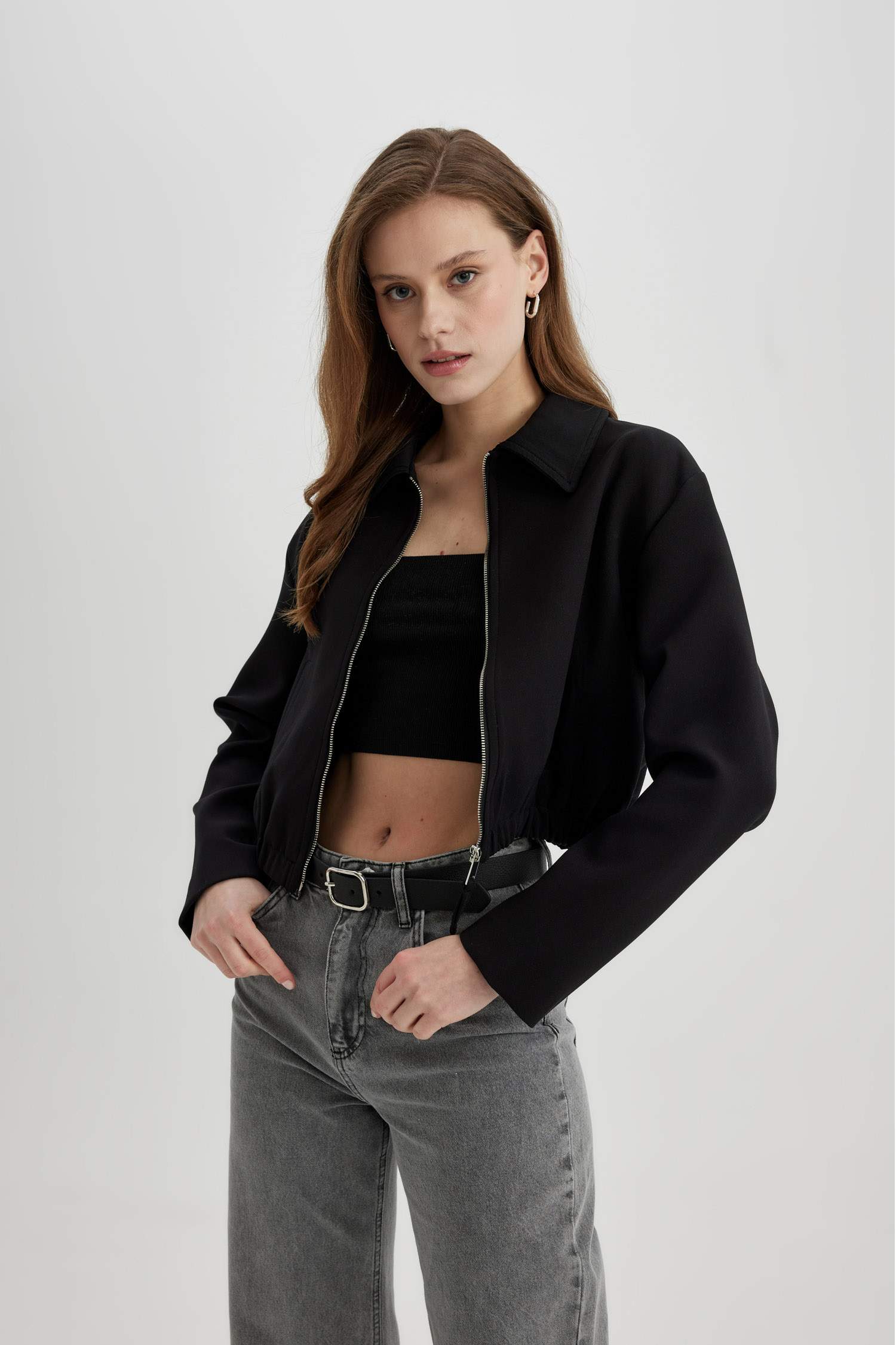 Jacket Bomber à Col Chemise avec poches