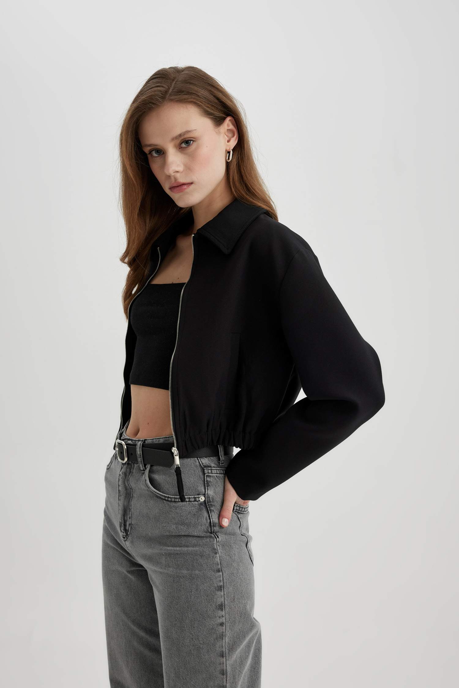 Jacket Bomber à Col Chemise avec poches