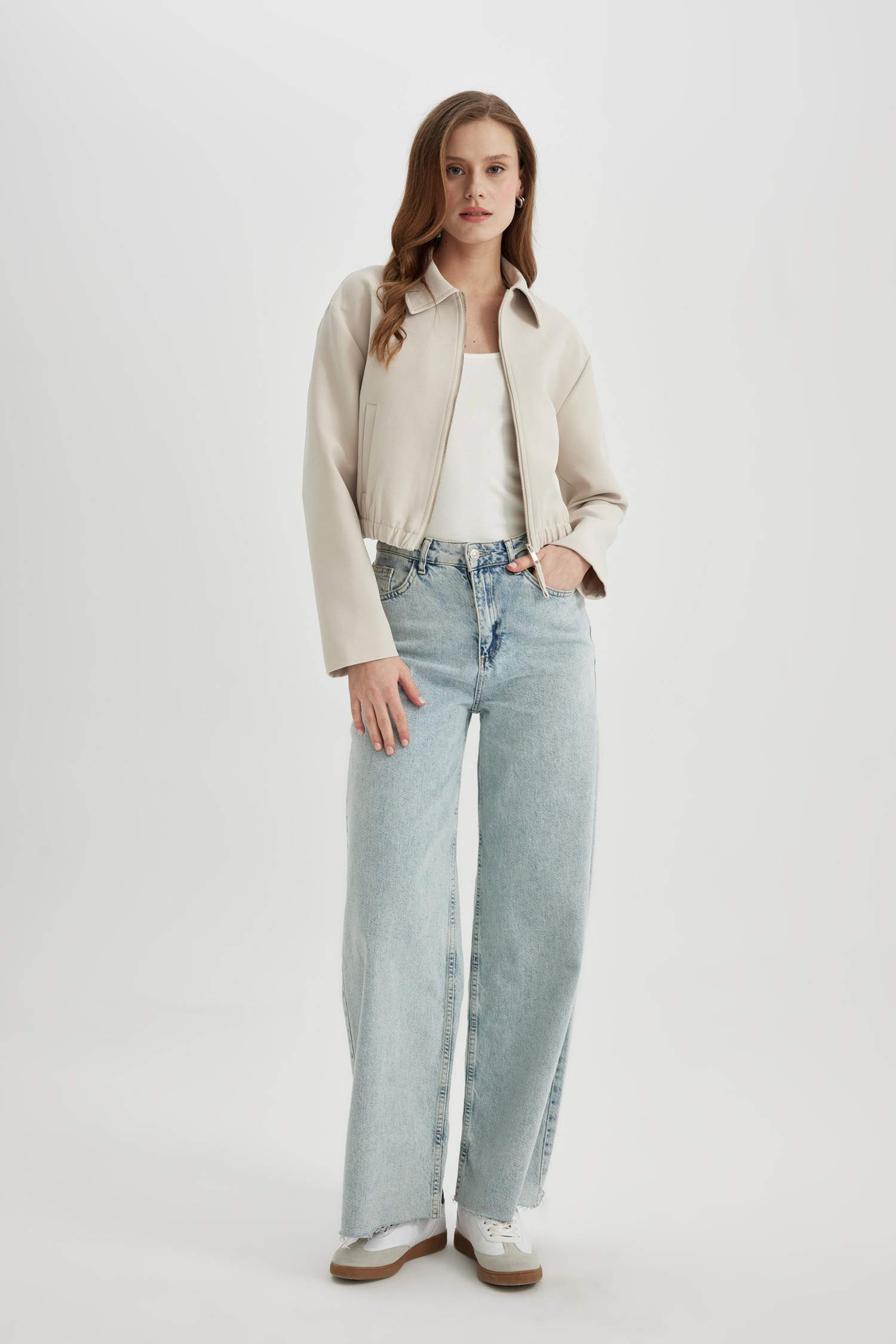 سترة بليزر بومبر بياخة قميص