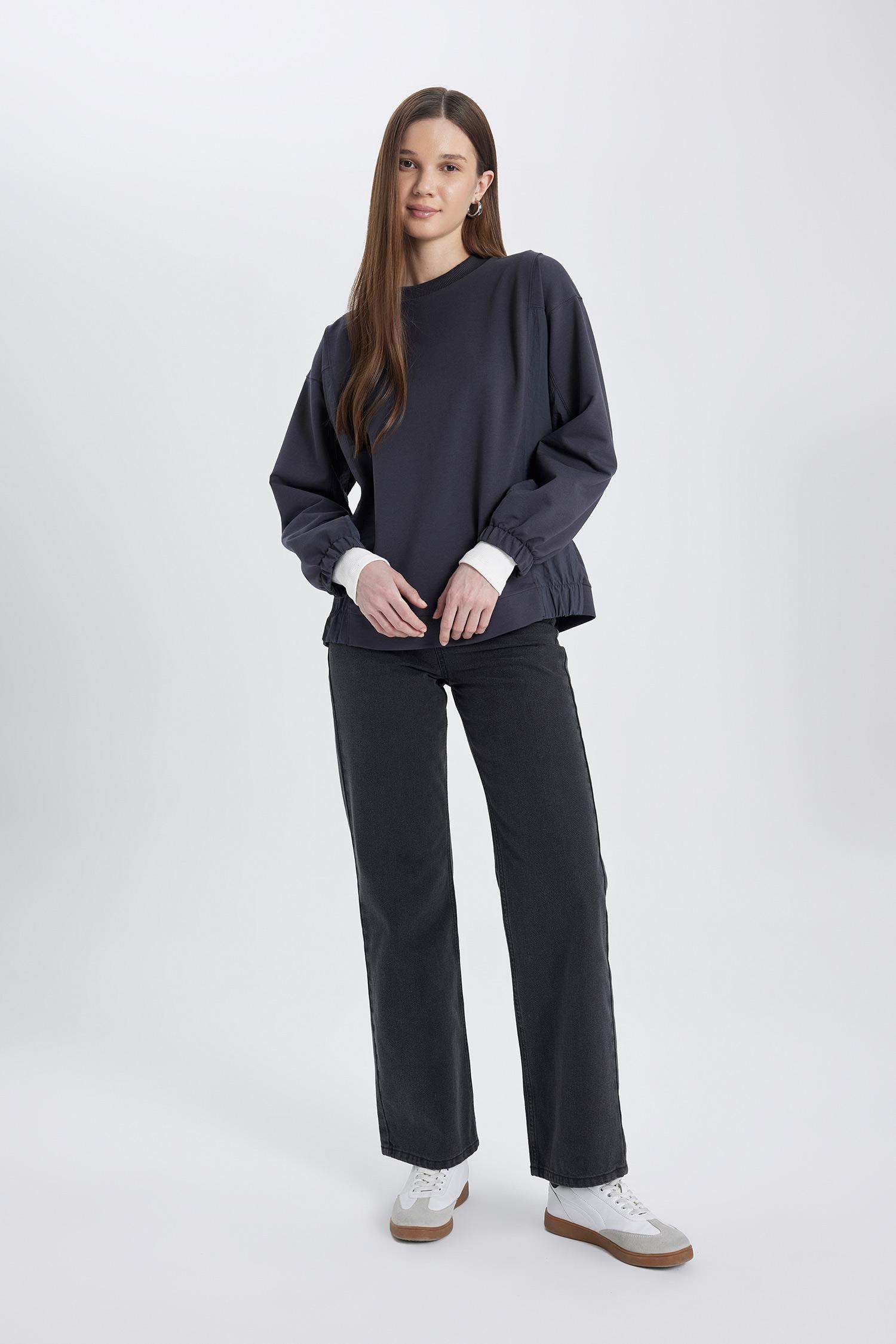 قميص طويل قصة عادية بكم طويل