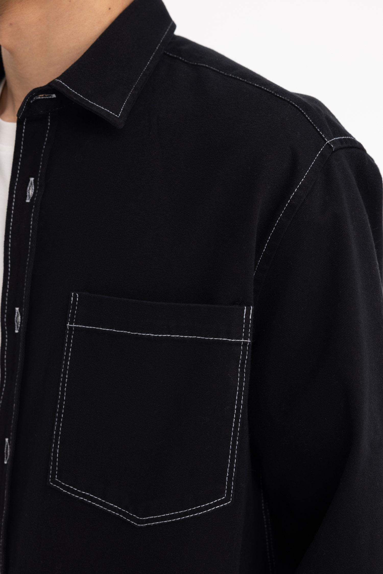 قميص كم طويل قطن قصة مريحة