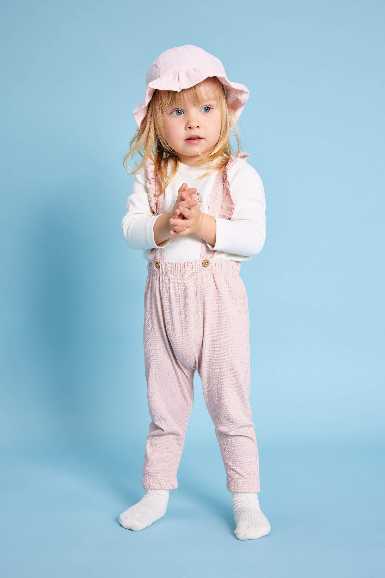 Baby Girl Long Sleeve T-Shirt Crinkle Fabric Salopet Set of 2