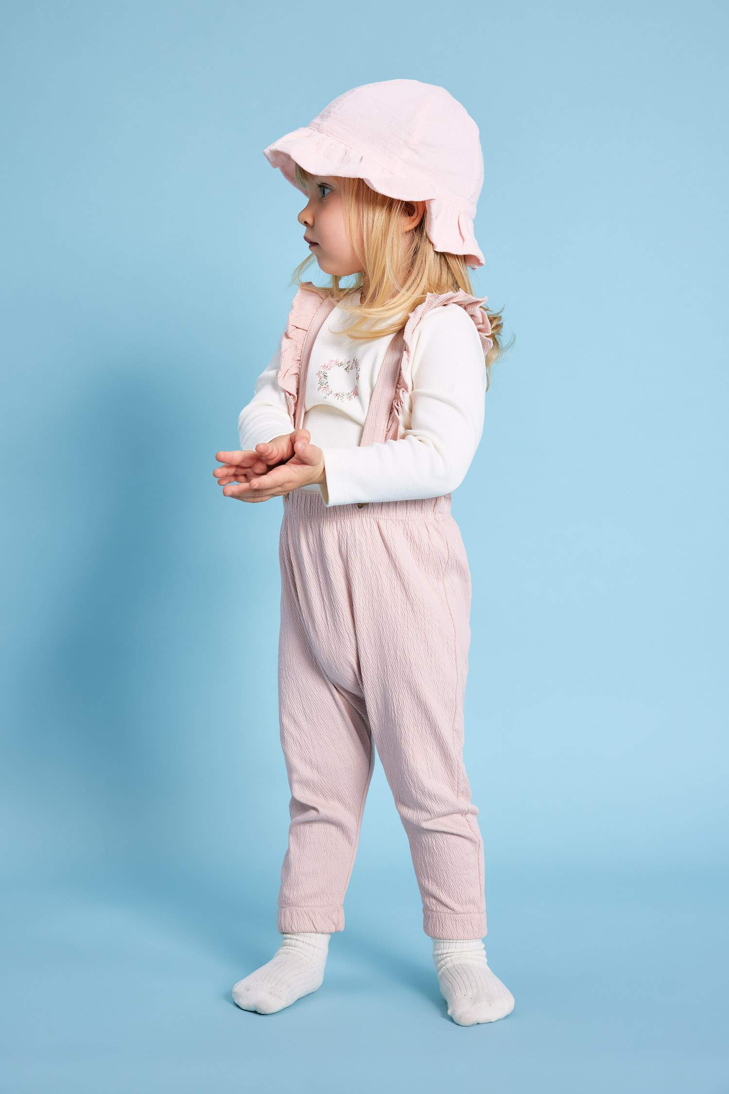 Baby Girl Long Sleeve T-Shirt Crinkle Fabric Salopet Set of 2