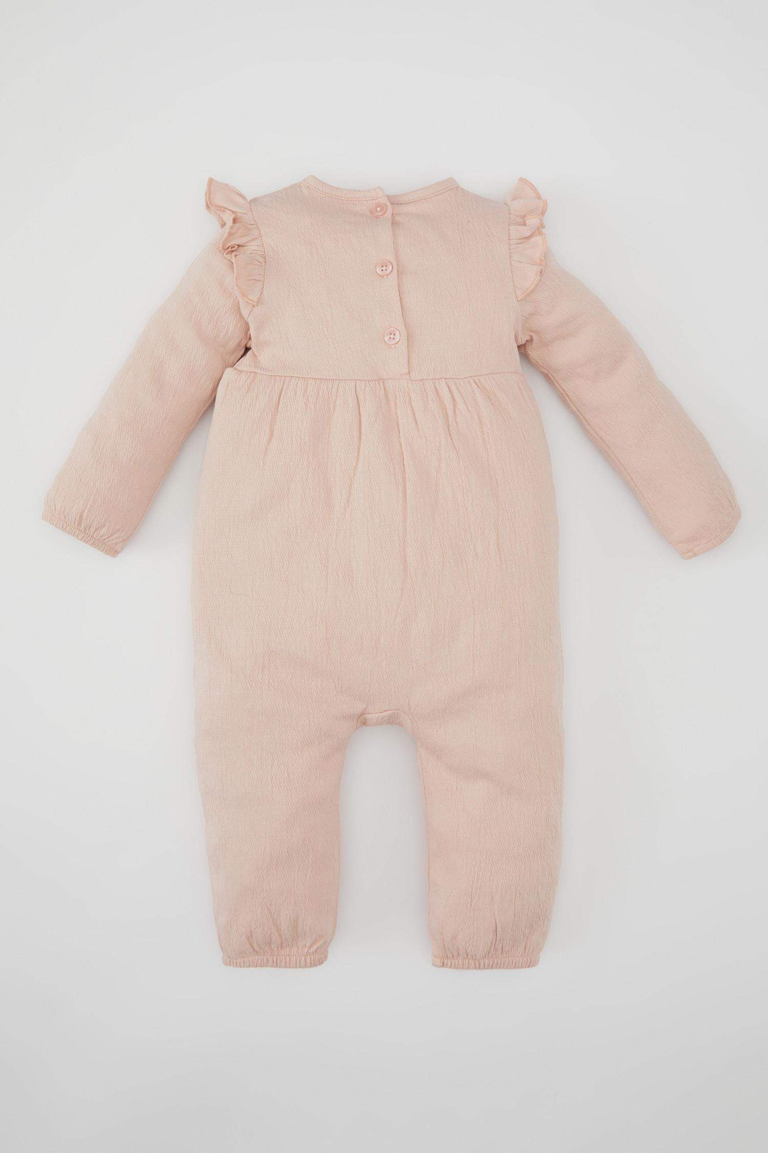 Crinkle Fabric Regular Fit Crew Neck Jumpsuit